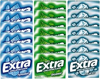 Extra Mint Sugar-Free Chewing Gum Bulk Variety Pack - Polar Ice, Spearmint, and Peppermint - Fresh Breath and Long-Lasting Flavor - 15 pc - (18 Pack)