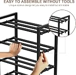 4-Tier Rack de chaussures extensible, organisateur de rangement réglable de la plate-forme de chaussures Rack debout sans métal lourd pour porte d'entrée
