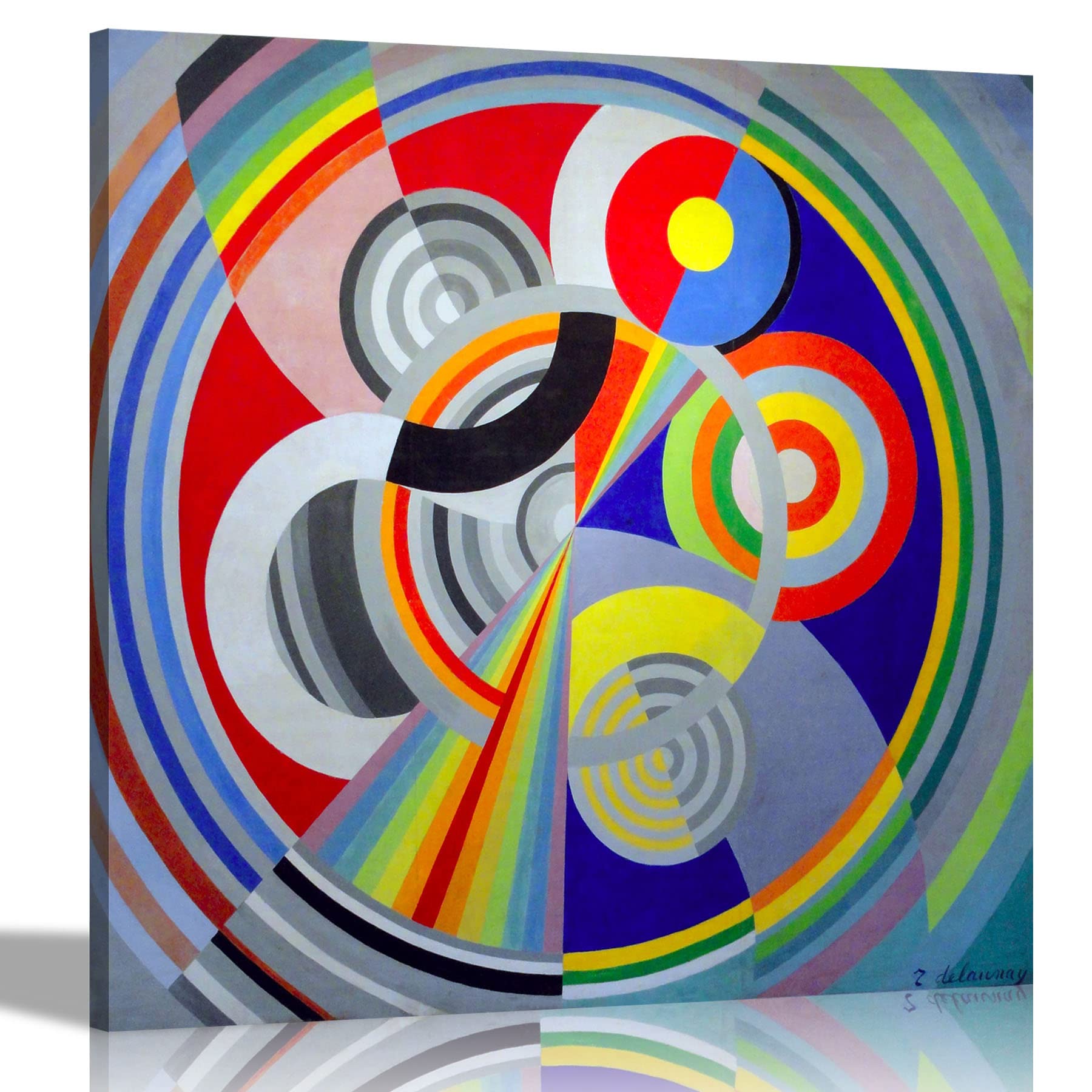 Artley Prints Multicoloured - Rhythm No. 1 By Robert Delaunay Canvas Wall Art Prints | Home Decor Contemporary Moden Pictures For Livingroom, Bedroom, Lounge, Office 76 X 76Cm (30 X 30 Inches)