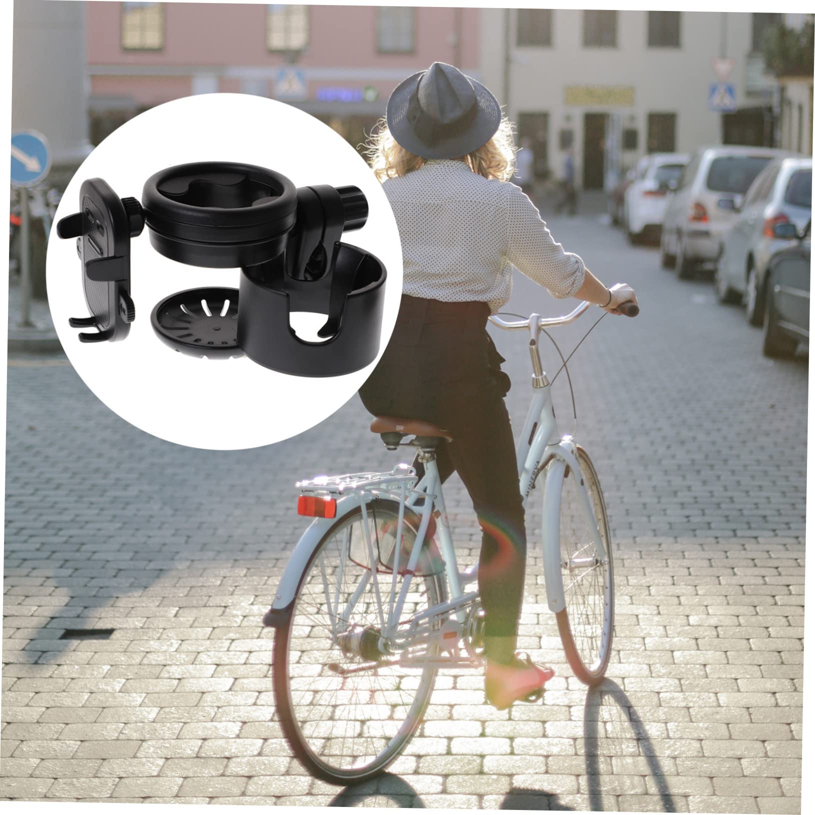 Hohopeti Portabiberon per Passeggino, Portabicchieri per Bici, Plastico e Metallo, Nero, Tiene Saldamente Tazza o Bottiglia senza Rovesciare