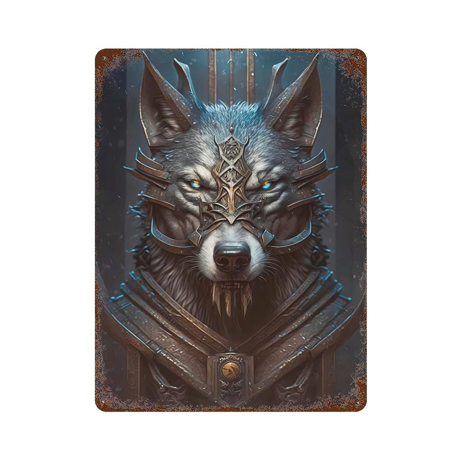 Wolf Legendary Aged Metal Wall Plaque 15.7"x11.8", Farmhouse Wall Decor for Office, Studio And Wall Decor