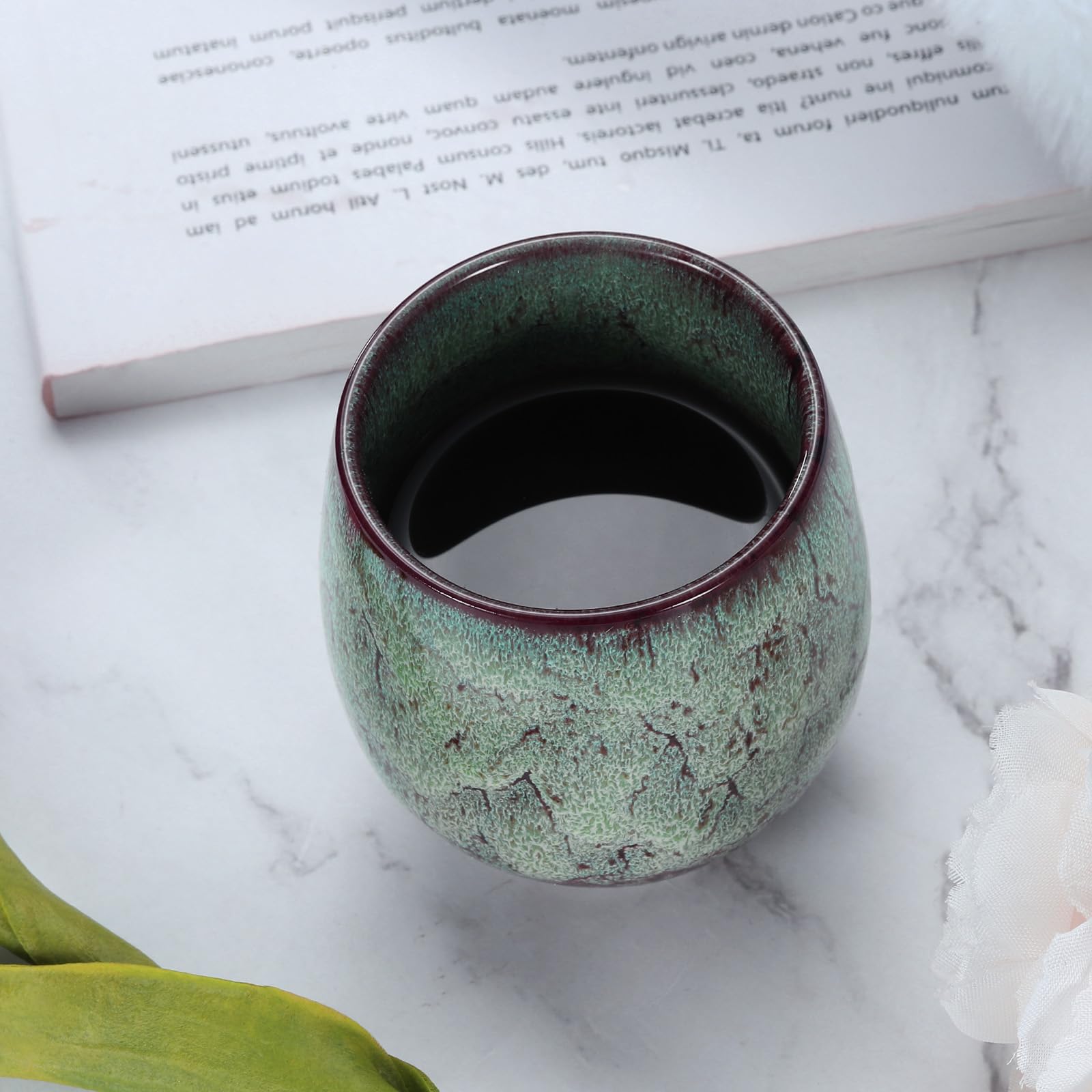 QUARKZMAN 4 Stück Chinesische Keramik-Teetasse 160 ml Traditionelles Gong Fu Tee-Set Japanische Grifffreie Kleine Teetasse für Mate-Tee Kaffee Wein Getränke, Indigo