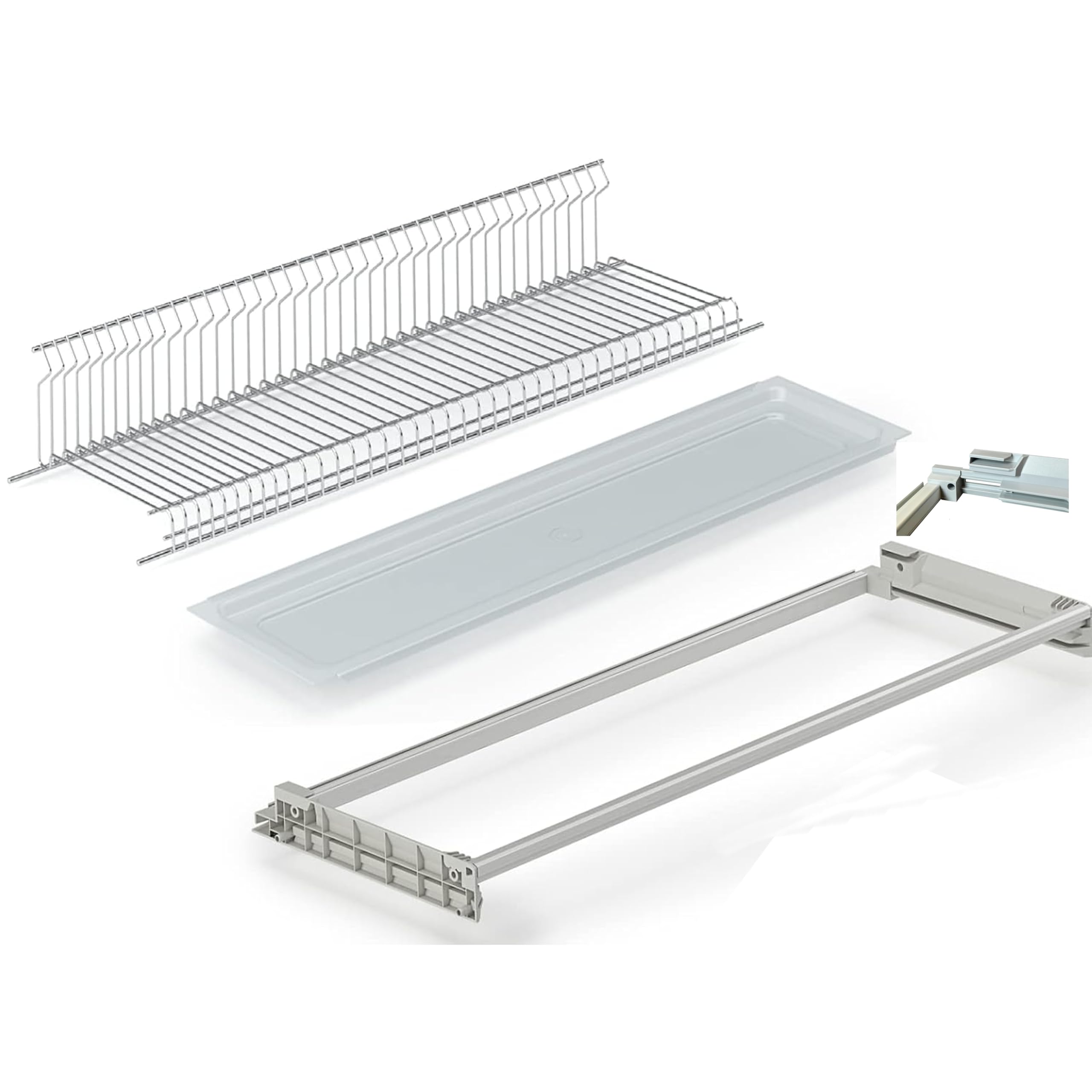 Kit Scolapiatti 86 cm da Incasso per Mobile Pensile Vasistas cm.90 completo di Telaio Regolabile e Vaschetta