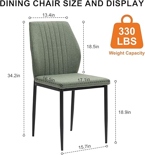Miniatura 2 de Juego de 4 sillas de comedor, sillas de comedor tapizadas de madera, sillas de cocina de tela moderna de mediados de siglo con patas de metal, tela