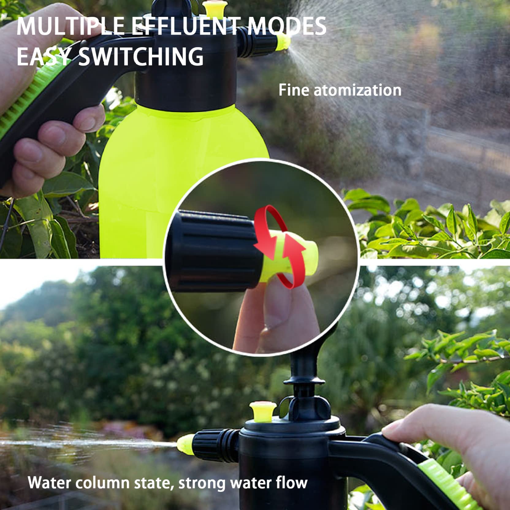 Botellas pulverizadoras de 2 litros, con bomba de jardinería, pulverizadores portátiles de jardín con boquilla ajustable, botella de agua a presión para plantas, pulverizadores