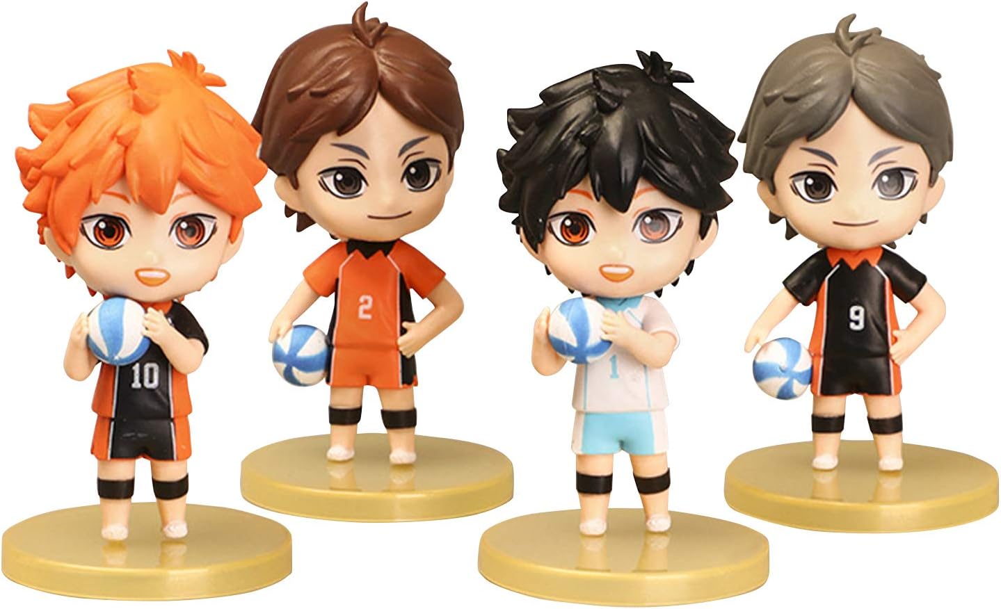 Tongyundacheng4PCS Haikyu!! 9cm Figure Hinata Shoyo Oikawa Tooru Tobio Kageyama Sugawara Koushi Character Figures Desktop Ornament Collectible Figures Accessories