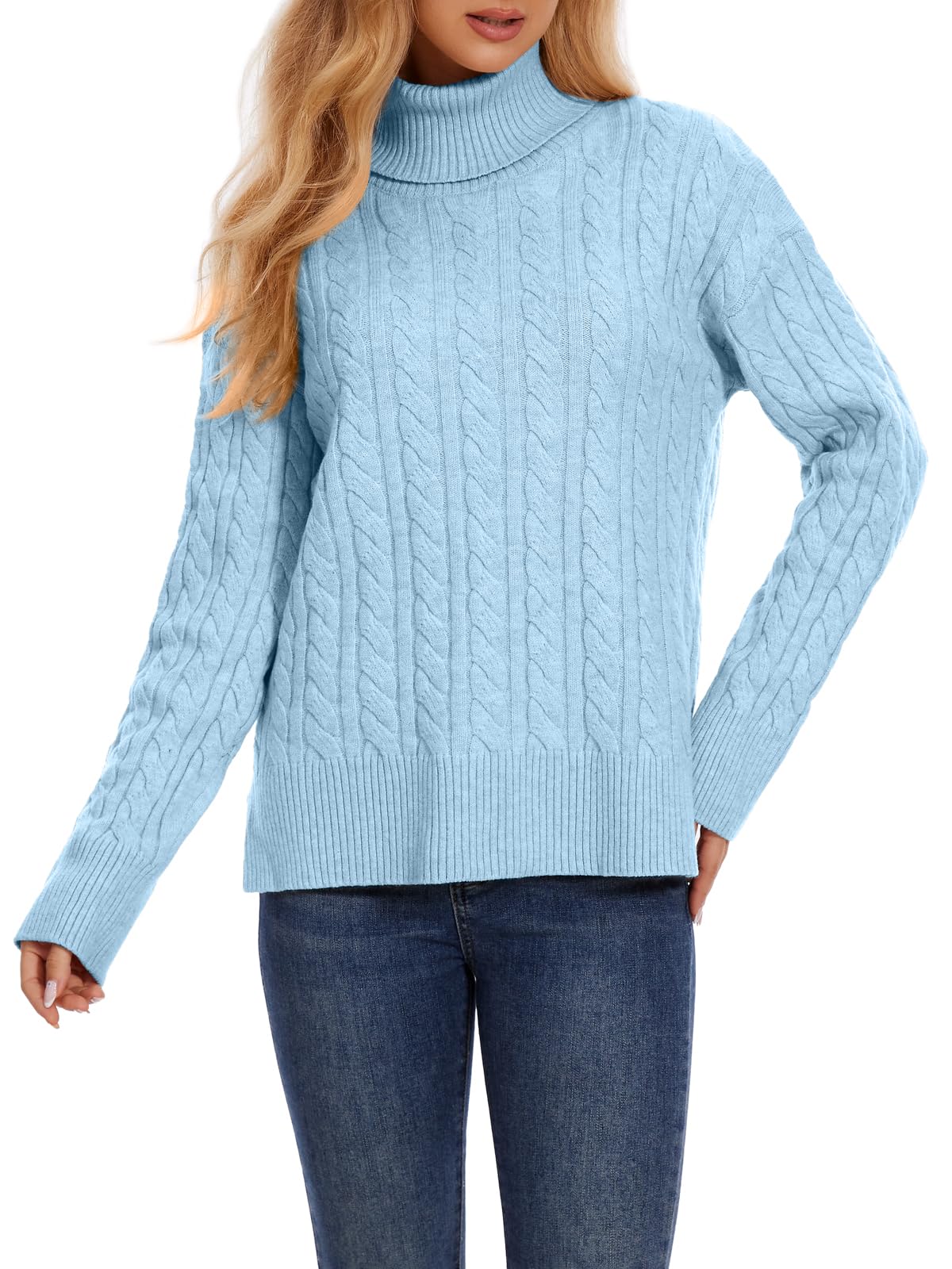 Zanzeaturtleneck Sweater Women Long Sleeve Oversized Pullover