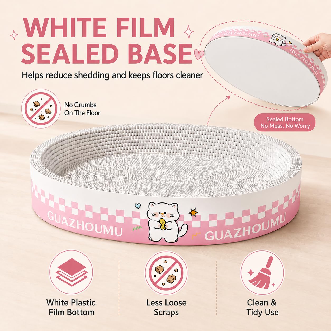 XQLY - Tiragraffi ovale XL, 2 in 1, in cartone ad alta densità, protezione per mobili per gatti da interni, adatto fino a 11,3 kg, 55 x 38,5 x 9 cm