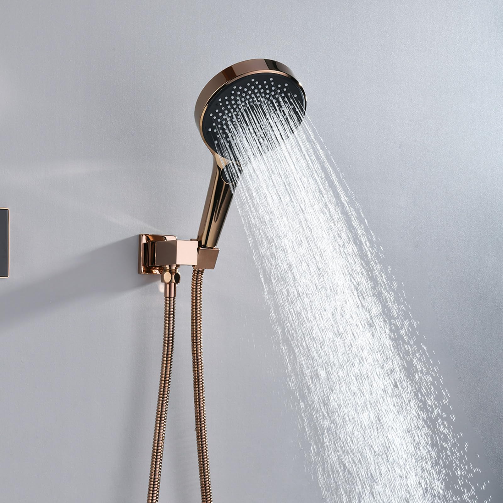 Alcachofa de Ducha, Cabezal de Ducha con Conector Mural Orientable y Flexo de Acero Inoxidable 1.5m, Duchas de Baño Alta Presión, Ahorro de Agua, Kit de Ducha para Baño y Bañera