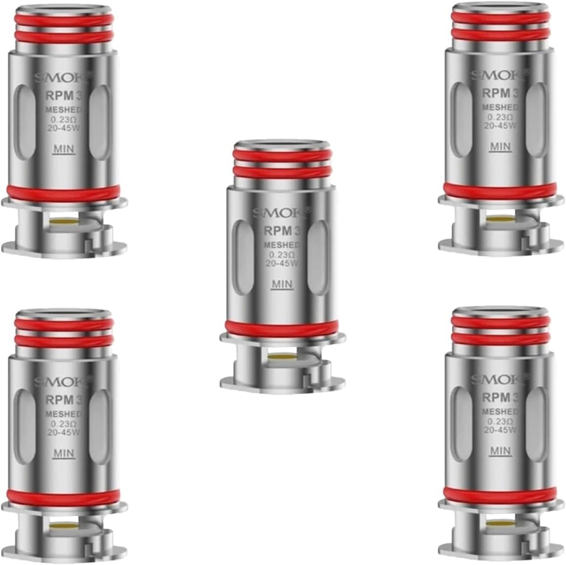 Smok RPM 3 Mesh Coils - (0.23ohm), Press Fit Coil Installation, Easy to Replace, Mesh Technology, DTL Vaping, 2ML Cartridge, No Nicotine, (Pack of 5, 5, Pack)