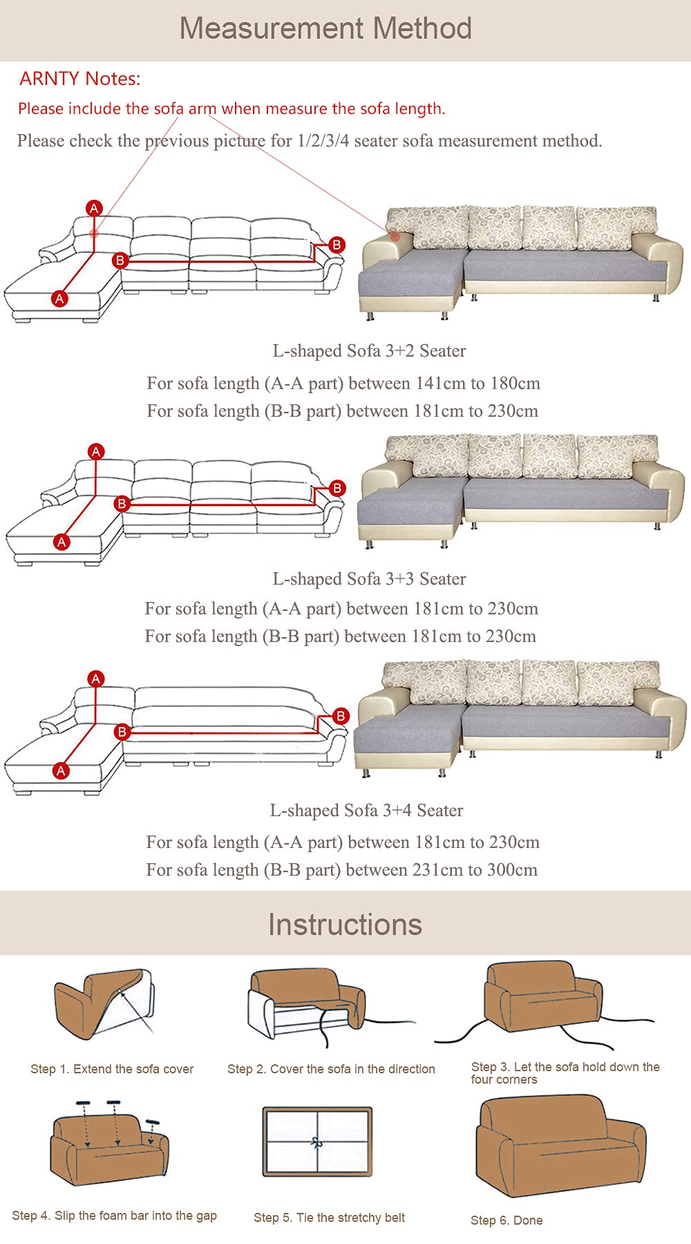 Fundas Elasticas Ajustables para Sofa 1/2/3/4 Plazas Protector de Muebles Antideslizante (FloresDecorativas, 181-230 cm)