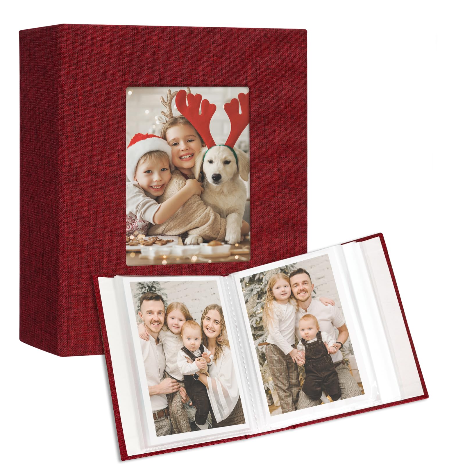 Vienrose Fotoalbums Klein, 4x6 Fotos，2 Pack， Leinen Cover mit Frontfenster
