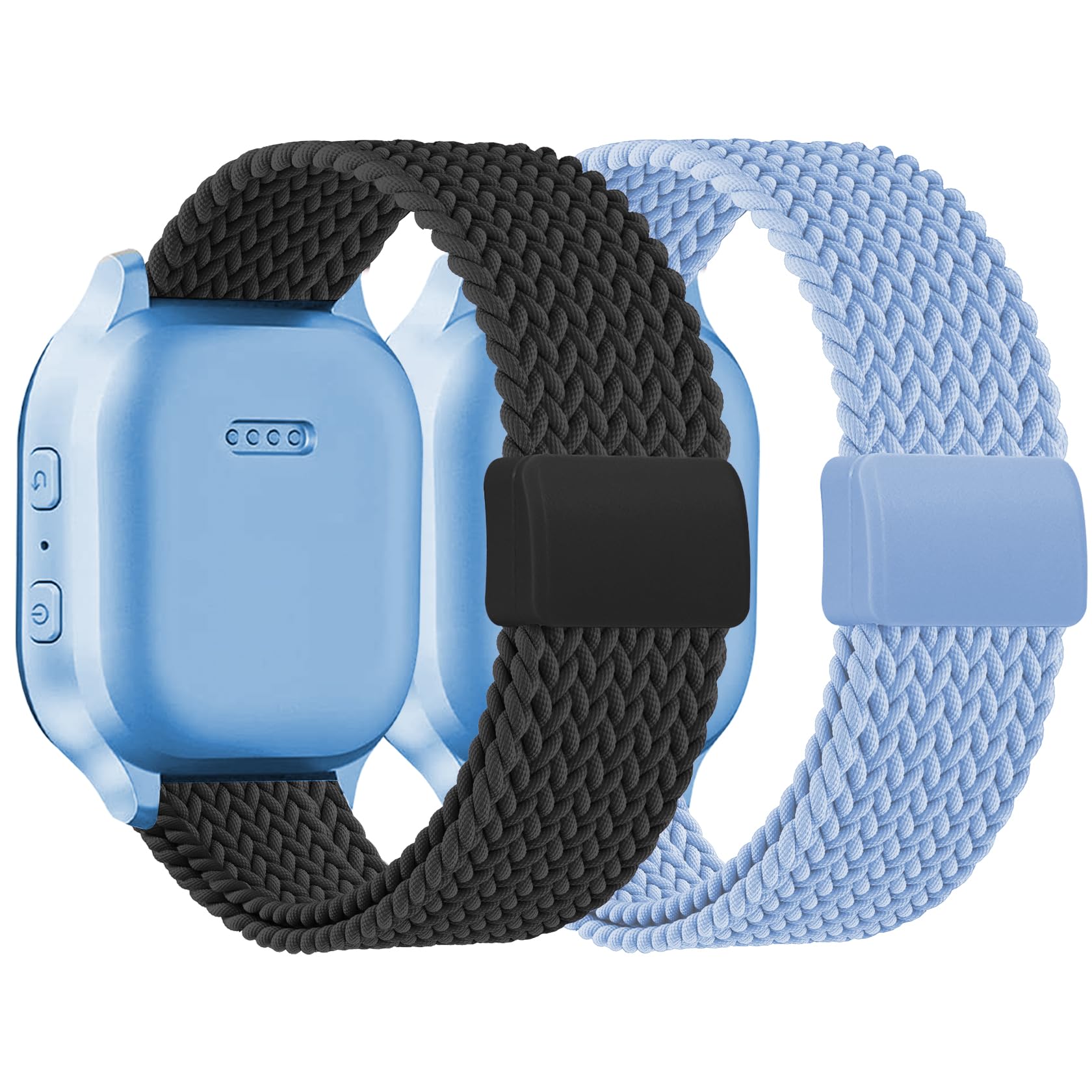 Magnetic Braided Band Compatible with Cosmo JrTrack 5/4/3/2 SE/2/JrTrack &amp; Gizmo Adventrue 3 3 2 1/Gabb 3e 3 2 1/SyncUP Watch 2 1, 2 Pack Soft Breathable Strap Easy Buckle for Small Wrist