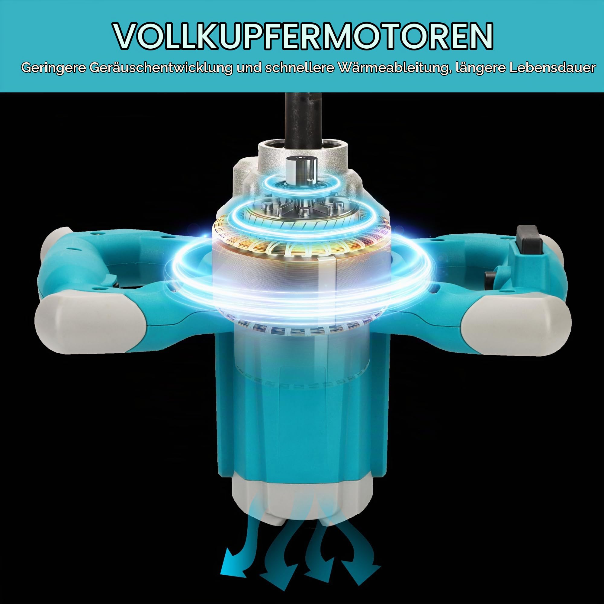 Elektrischer Hand-Zementmischer, 2600 W elektrischer Betonmischer mit 6 Geschwindigkeiten, 220 V Hand-Schlammmischer für Motar, Farbe, Fugenmörtel, Gips, Dünnbettmischer, Futterrührwerkzeug