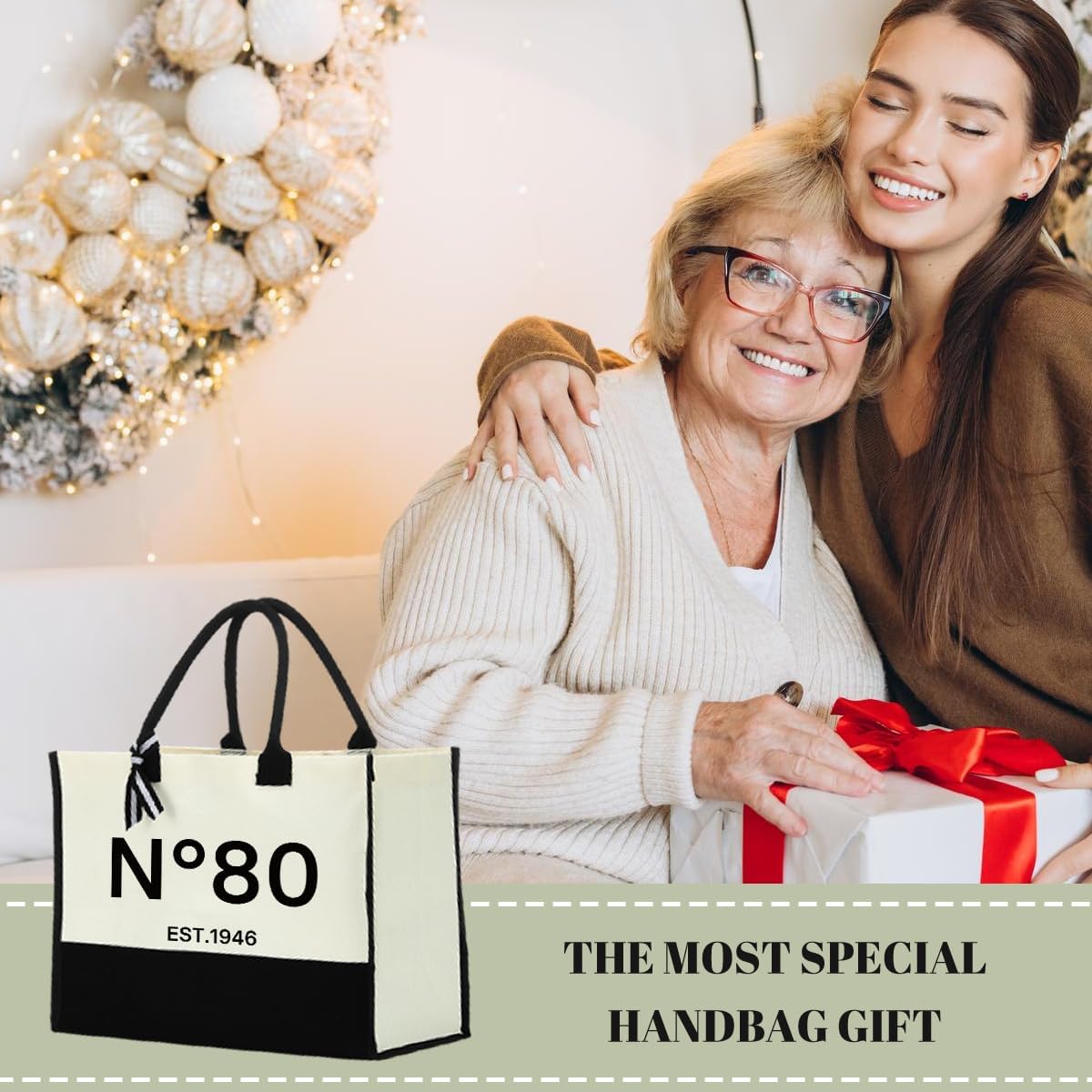 30th/40th/50th/60th/70th/80th Birthday Gifts for Women Reusable Travel Shopping Canvas Handbag Grocery Bag - Image 5