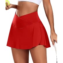 JoyGirl Womens Tennis Skirt with Shorts Crossover Golf Skort Mini High Waisted Workout Athletic Skorts with Pockets