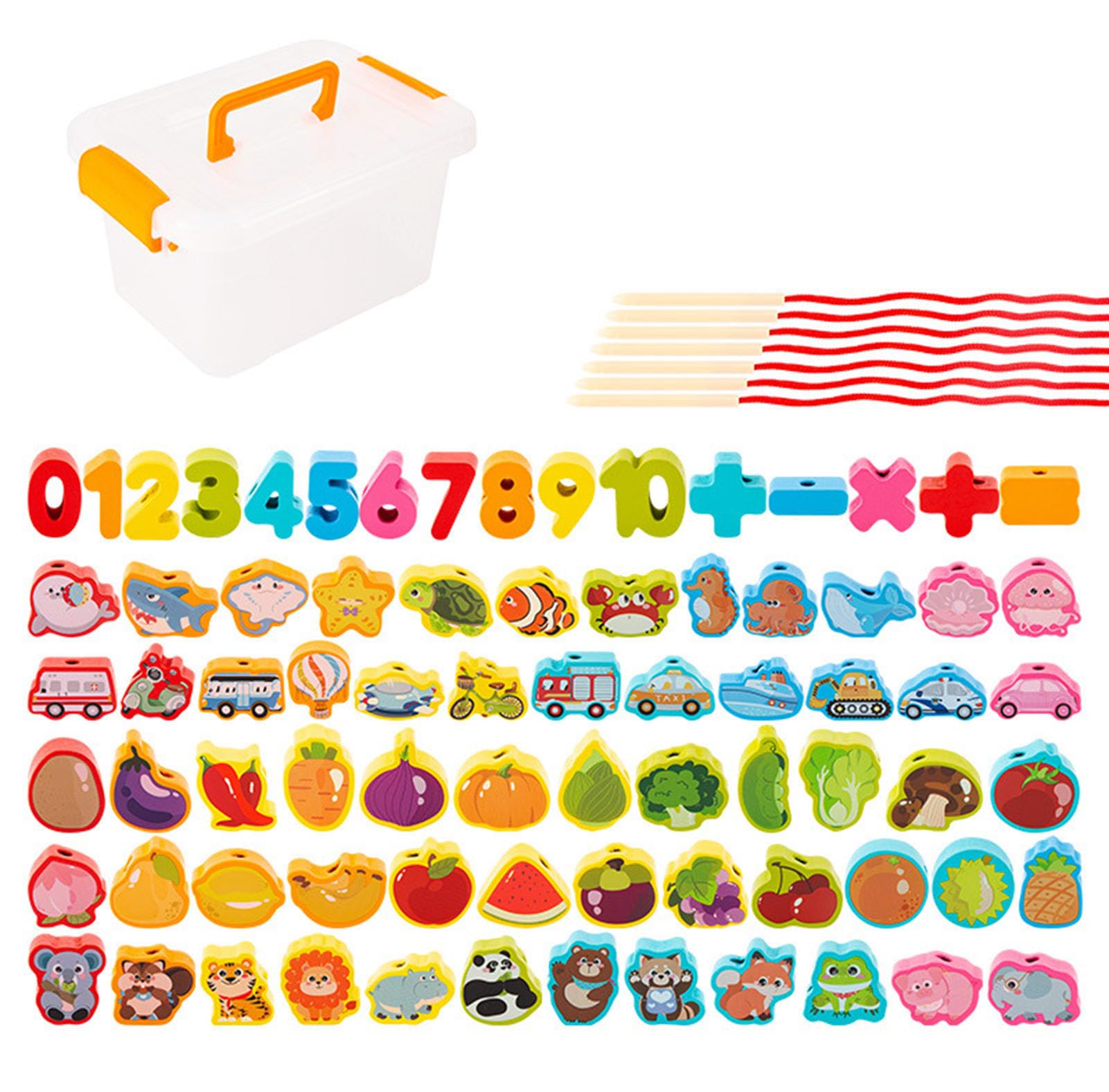 Juego de Cuentas de Madera para ensartar de Gran Capacidad, Cuentas para enhebrar,76pcs
