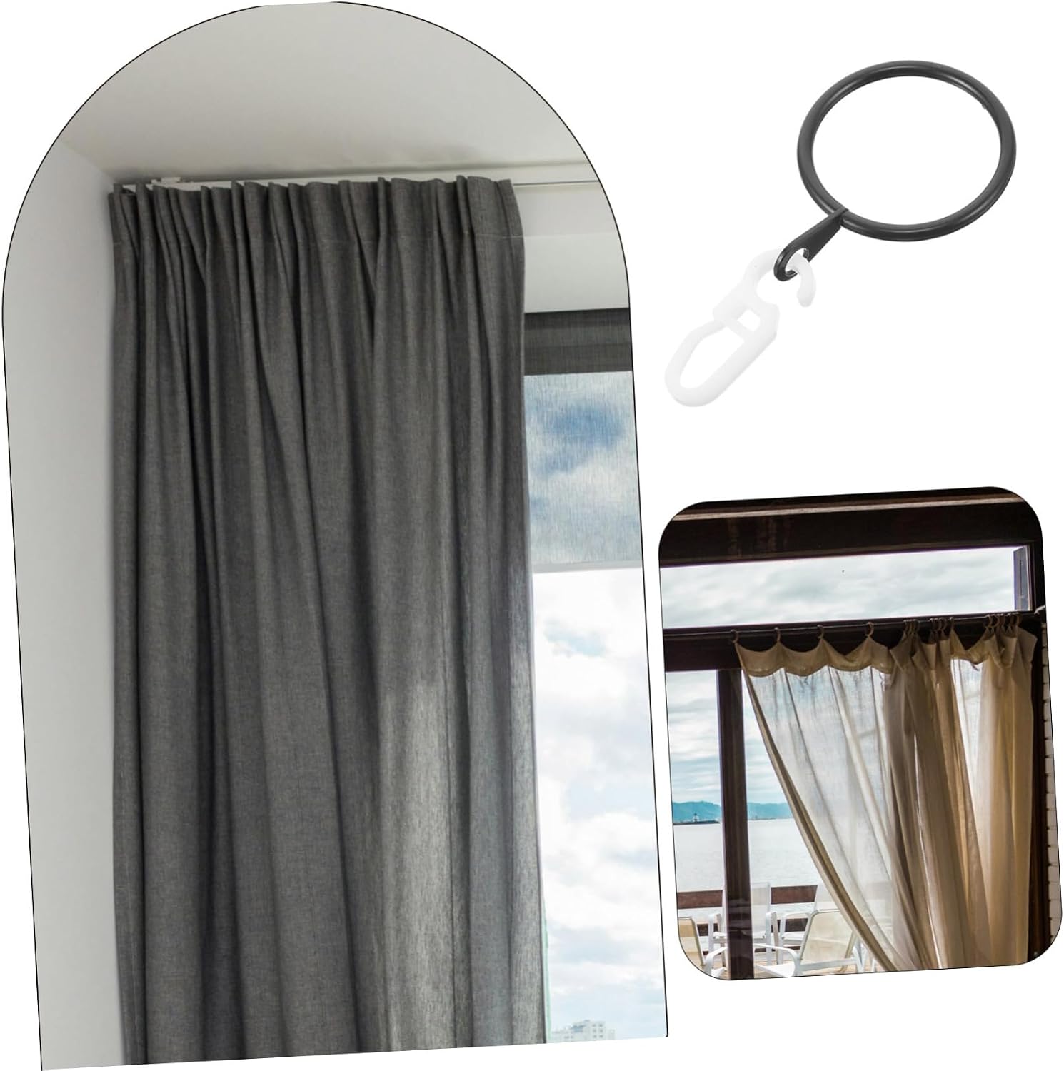 45pcs Curtain Rings and Hooks Drapery Hanger Clips for Bathroom Kitchen Home Window Decoration Versatile Curtain Accessories for Various
