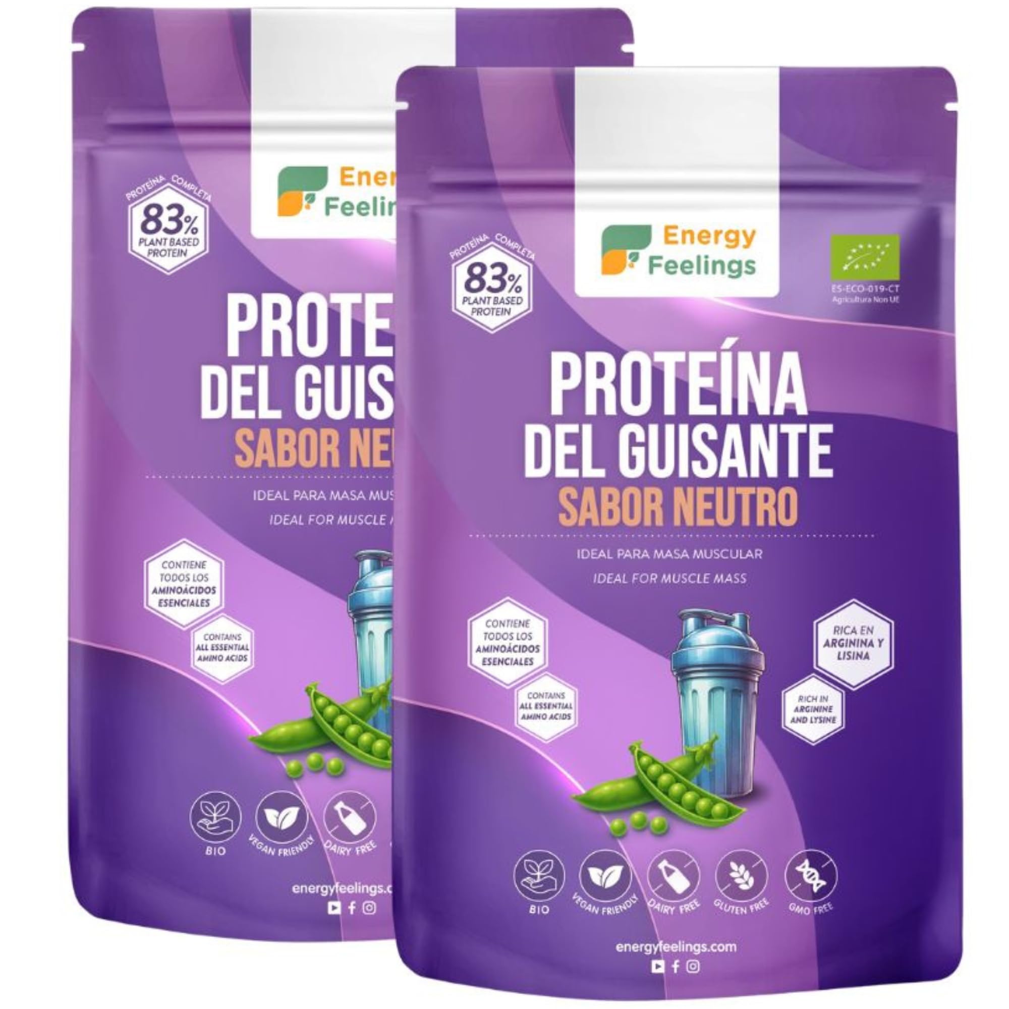 Energy Feelings Proteína de Guisante Vegana Sin Sabor 2 kg