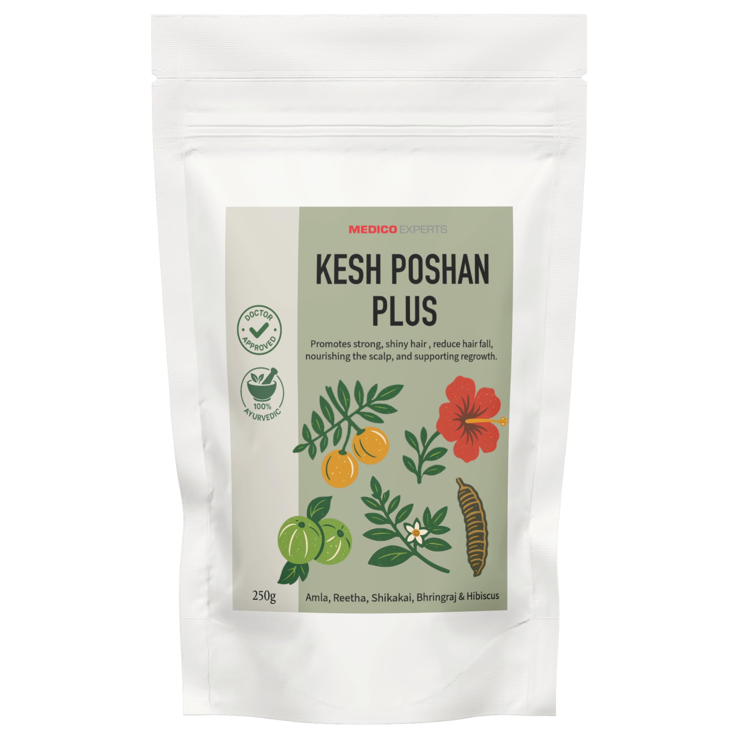 medicoexperts KeshPoshan Plus (250gm) Bringraj Powder,Hibiscus Powder, Amla Powder, Shikakai Powder, Reetha Hair Pack for Hair Growth & Shine, HairFall, Split Ends, Dryness - Anti-Dandruff-picture-13