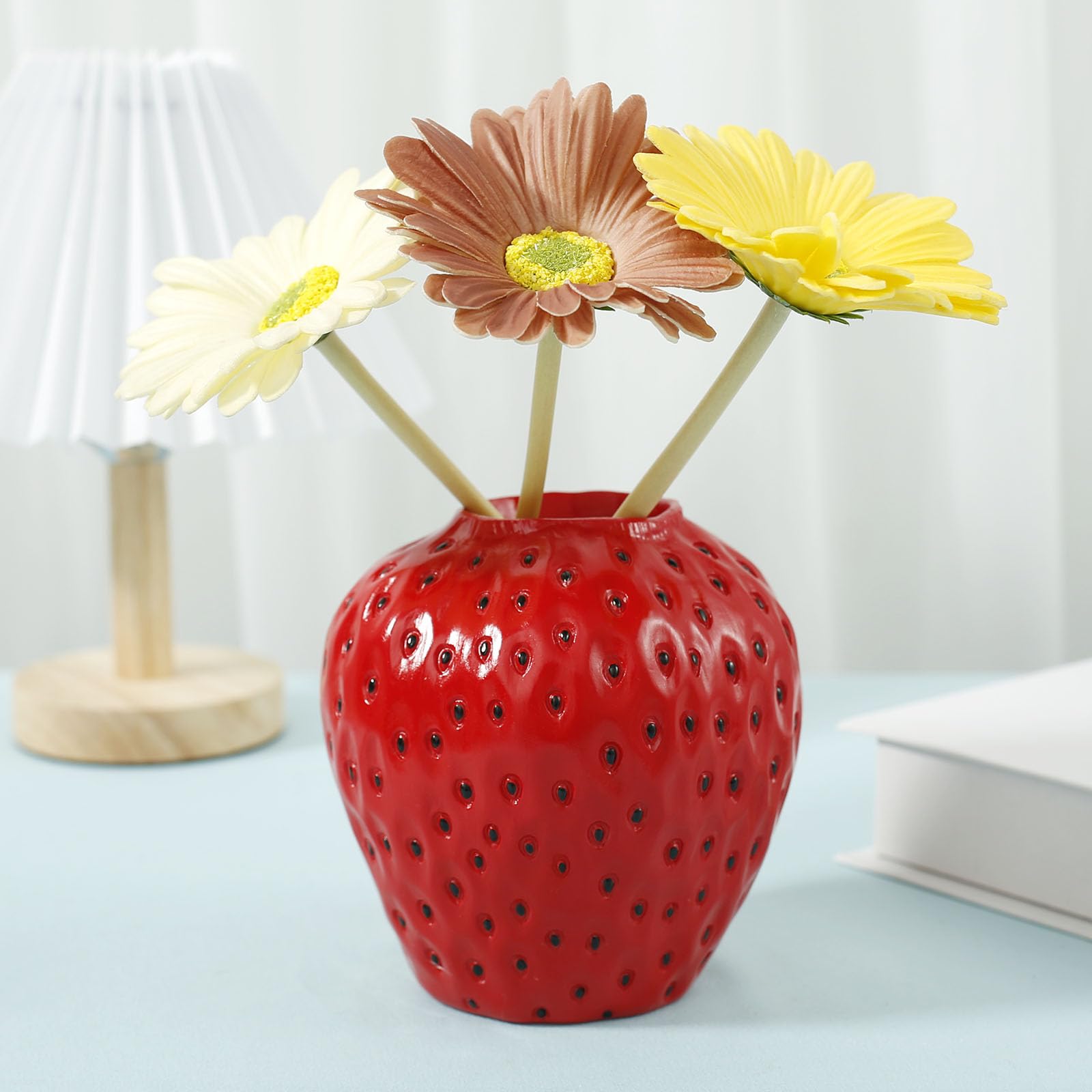 Amazon.co.jp: 樹脂ストロベリー花瓶、装飾イチゴ型プランター 樹脂