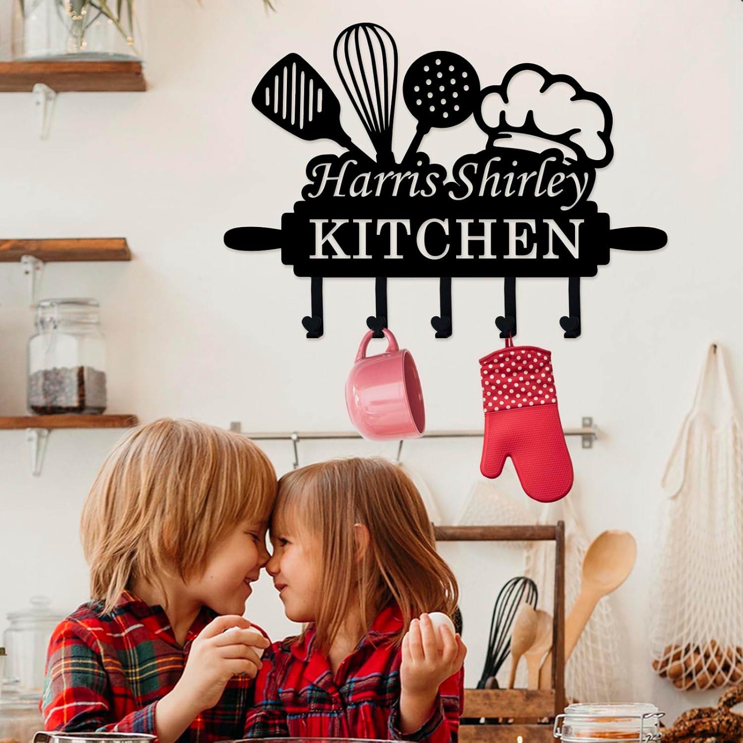 Custom Kitchen Wall Decor, Personalized Kitchen Hook on Wall, Metal Kitchens Hooks for Utensils, Personalized Kitchen Utensil Rack, Custom Name Hook, Kitchens Present