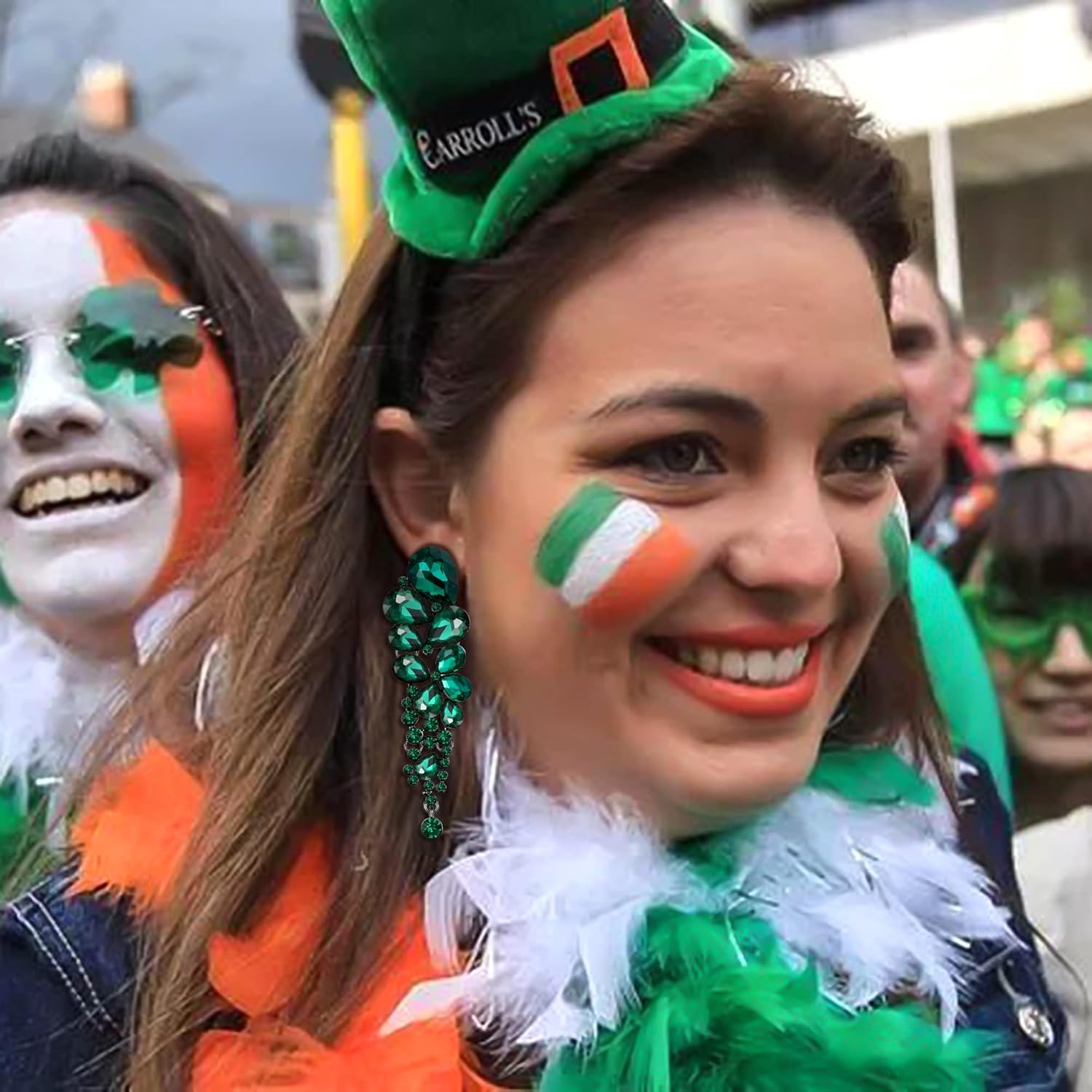 EVER FAITH Women's Austrian Crystal Gorgeous Tear Drops Wedding Dangle Pierced Earrings - Image 7