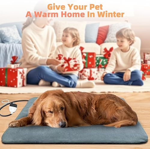 Miniatura 9 de SmartTail Almohadilla térmica grande para perros de 35.4 x 23.6 pulgadas, temporizador mejorado de 12 veces y modo de mantenimiento, cama térmica