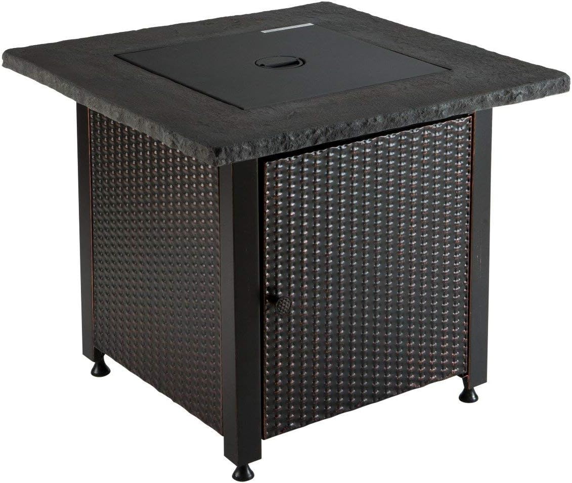 Endless Summer 30" Outdoor Propane Gas Rock Top Fire Pit (Green Fire Glass)