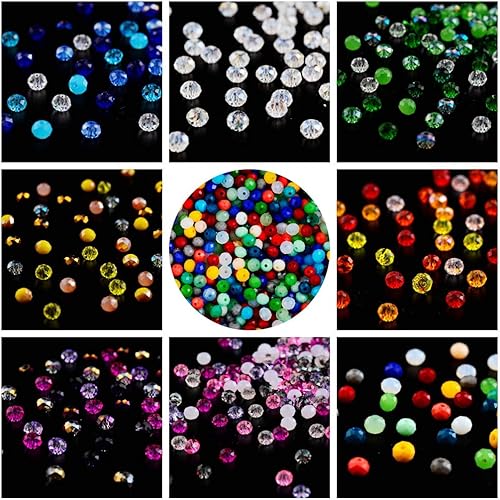 Miniatura 4 de Cuentas de cristal de 0.236 pulgadas, 500 cuentas espaciadoras facetadas Briollete Rondelle Sparkle AB sueltas, dijes para bricolaje para pulseras,