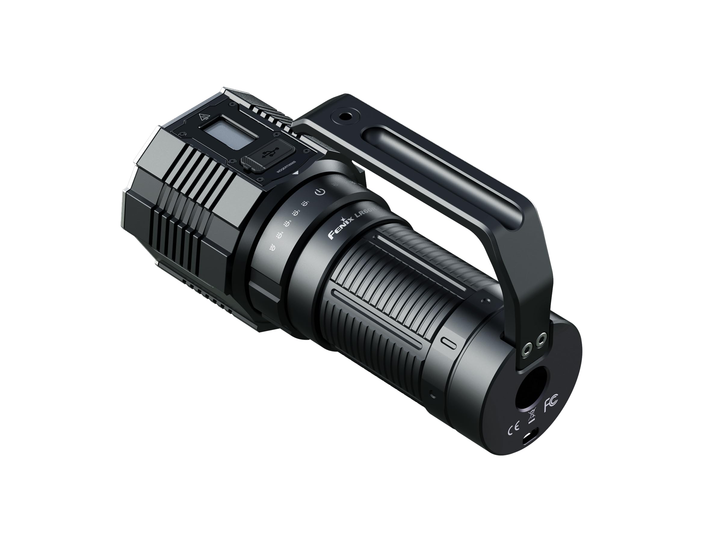 FENIX LR60R Lampe torche LED rechargeable longue portée ultra lumineuse 21 000 lumens 1085 m 113 heures maximum Batterie de grande capacité Charge rapide 45 W Écran OLED Batterie externe IP68
