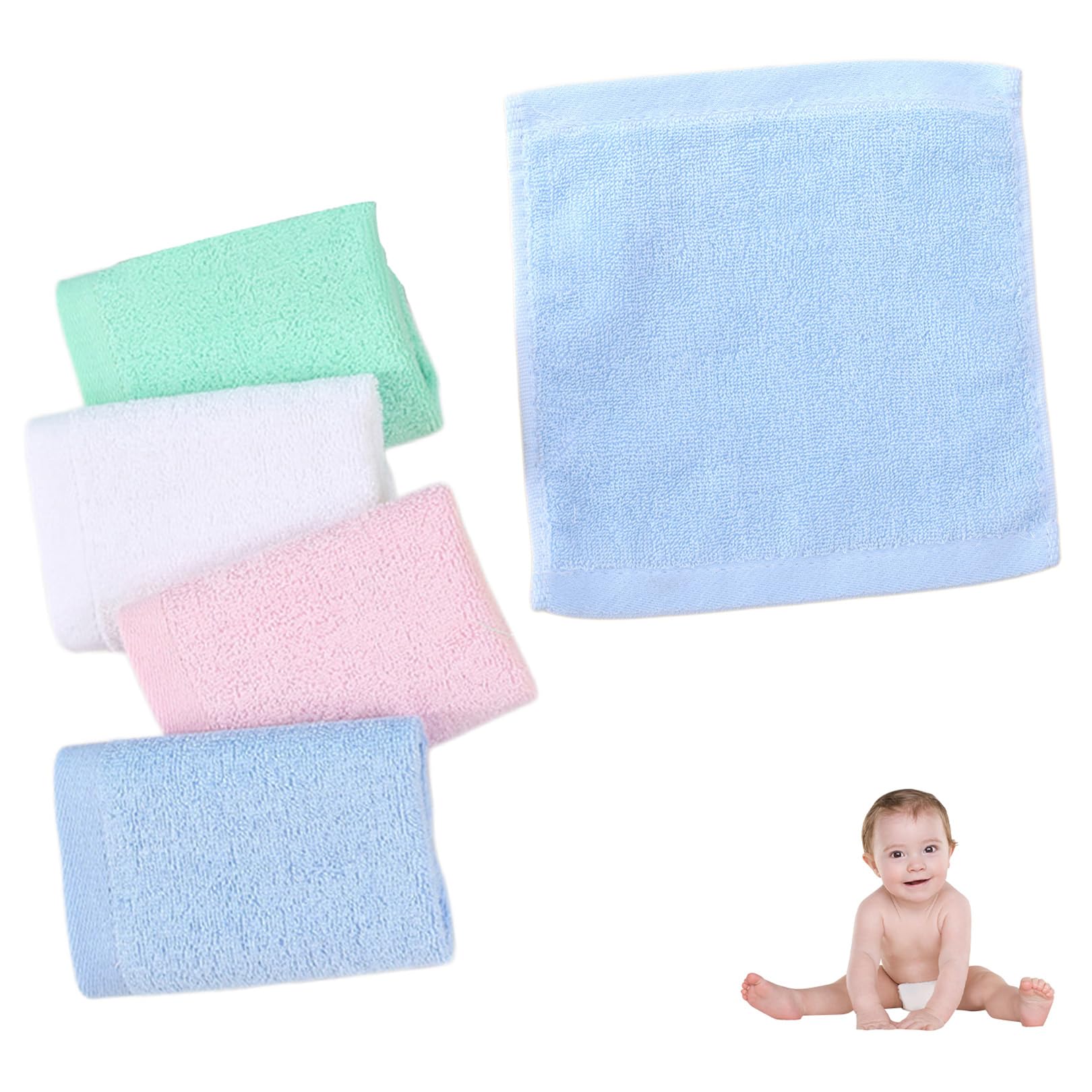 Xurison Multicolored 4 Pack Baby Wash Cloth, Face Flannels,Bamboo Face Cloths,Make Up Remover Facial Cloths,Washcloth,Microfibre Clean Towels,Facecloths,Body Cloth For Sensitive Skin,Reusable Bathroom Washcloth Towel