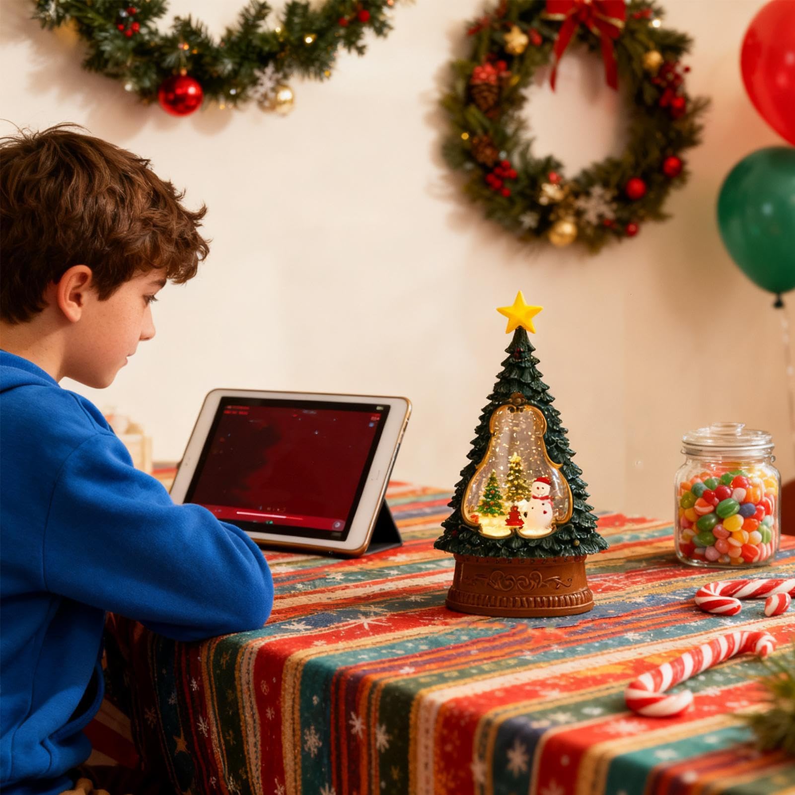 Boule À Neige De Noël Minuterie De 6 Heures avec Musique | Lumière Globe à Neige Père Noël Pour Cheminée Salle à Manger Étagère Chambre Appui de Fenêtre Ados