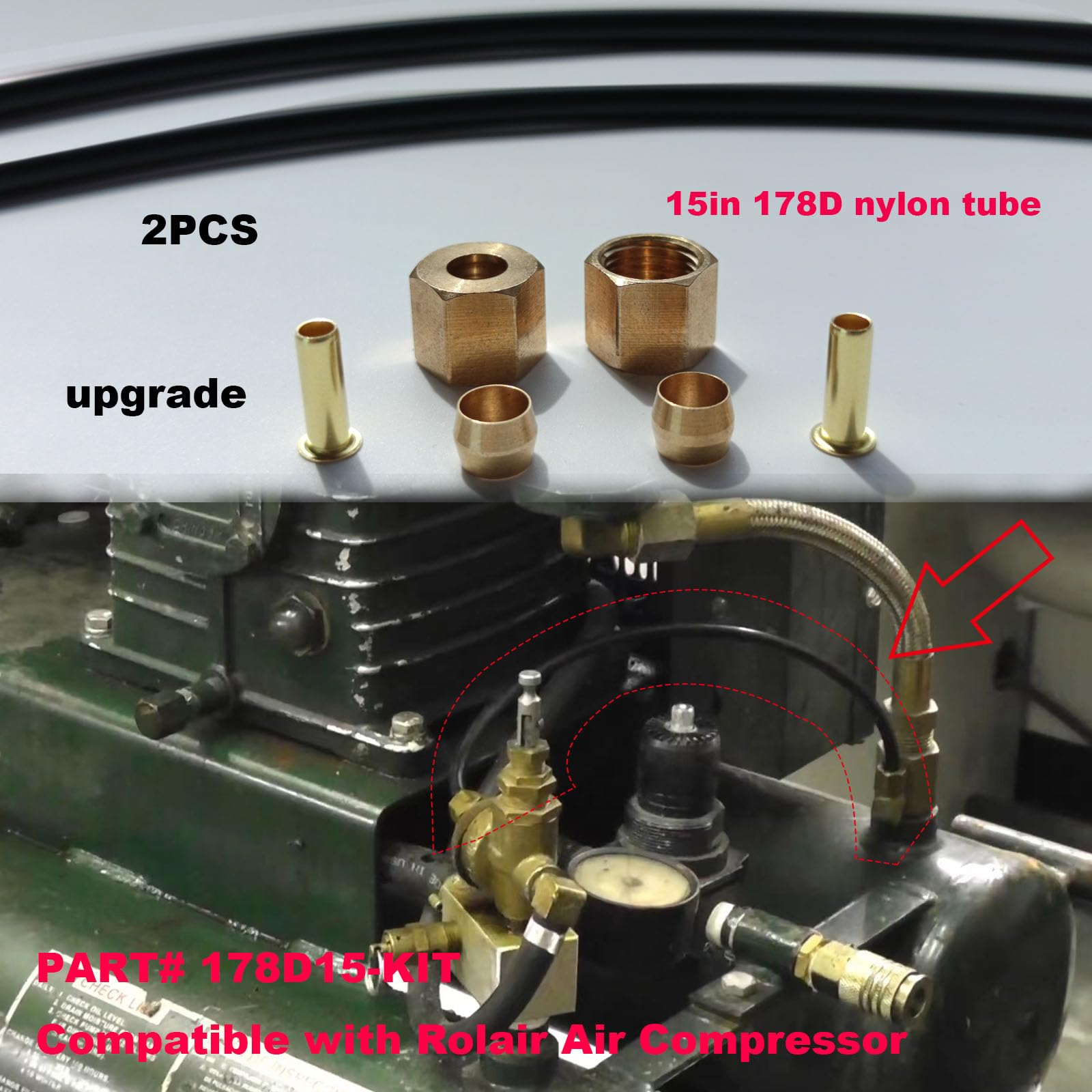 Air Compressor Unloader Tube Kit - 2PCS 178D15 -3