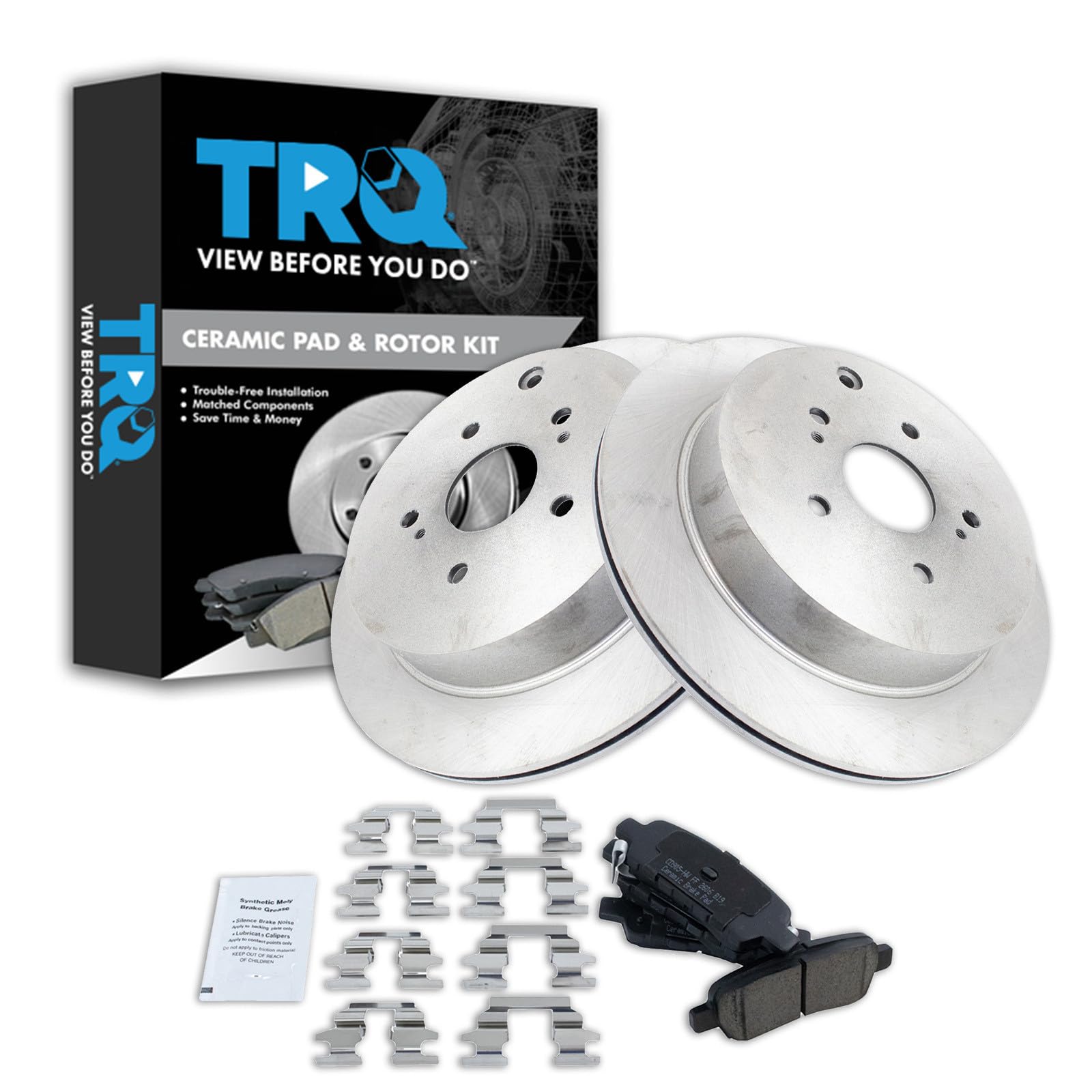 TRQ Rear Brake Pad and Rotor Set Ceramic Compatible with 2009-2013 Suzuki Grand Vitara