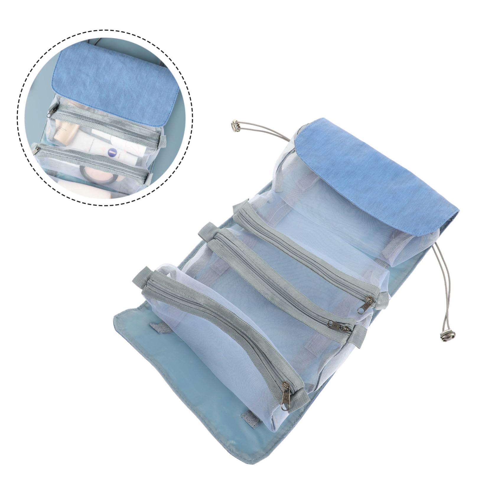 Organizador de Artículos de Tocador de Viaje para Mujer, Bolsa de Maquillaje Desmontable de Gran Capacidad, Material PU Cremallera, Práctica para Uso Diario y Viajes
