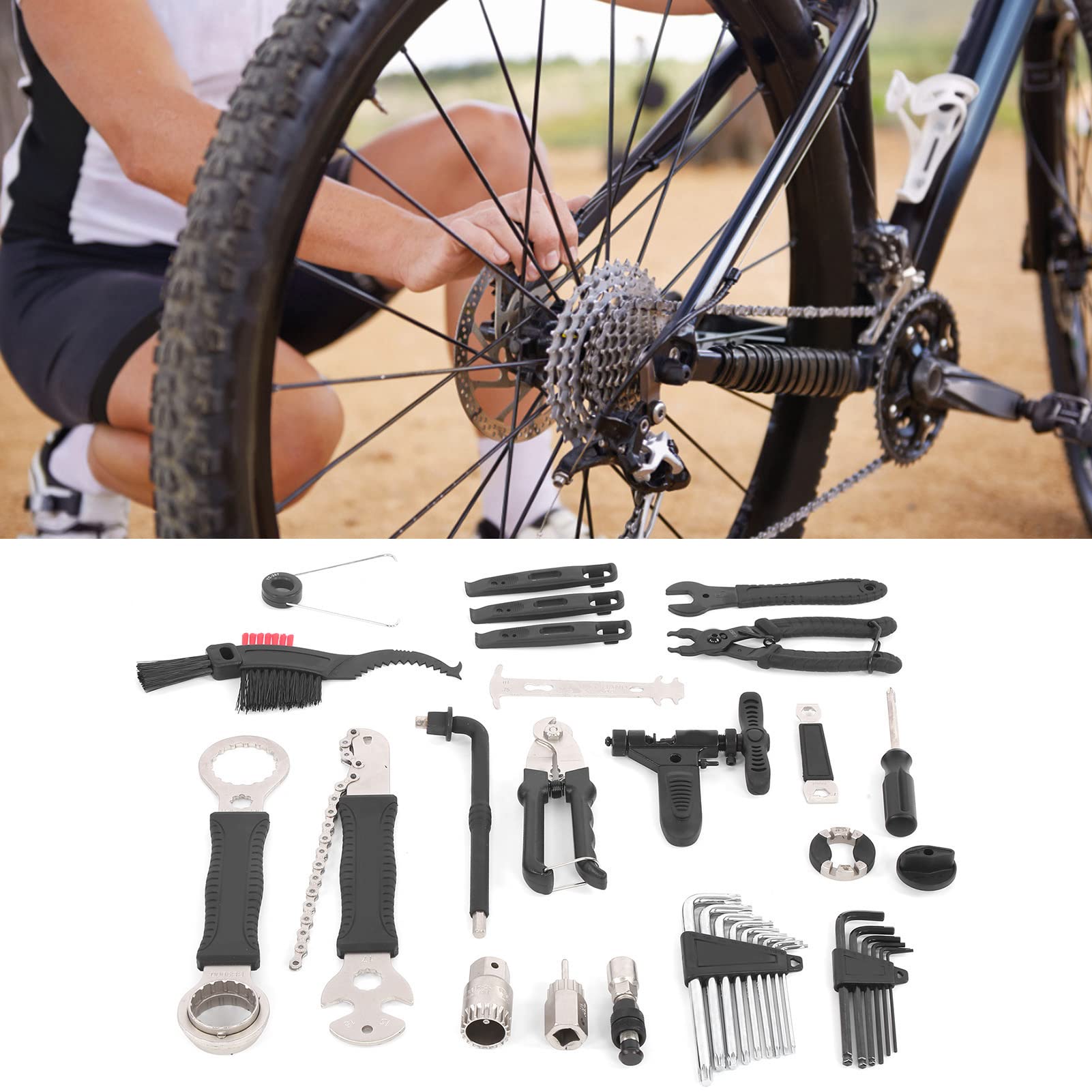 Kit Bici, Kit Professionale Completo di Attrezzi per la Riparazione di Biciclette Sicuro affidabile Risparmio energetico di Lunga Durata per la Riparazione per la Manutenzione della casa