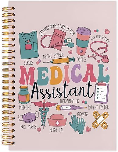 NATSUNO Pink Medical Assistant MA Gifts Spiral Notebook Journal 5.5x8.3in, Nurse