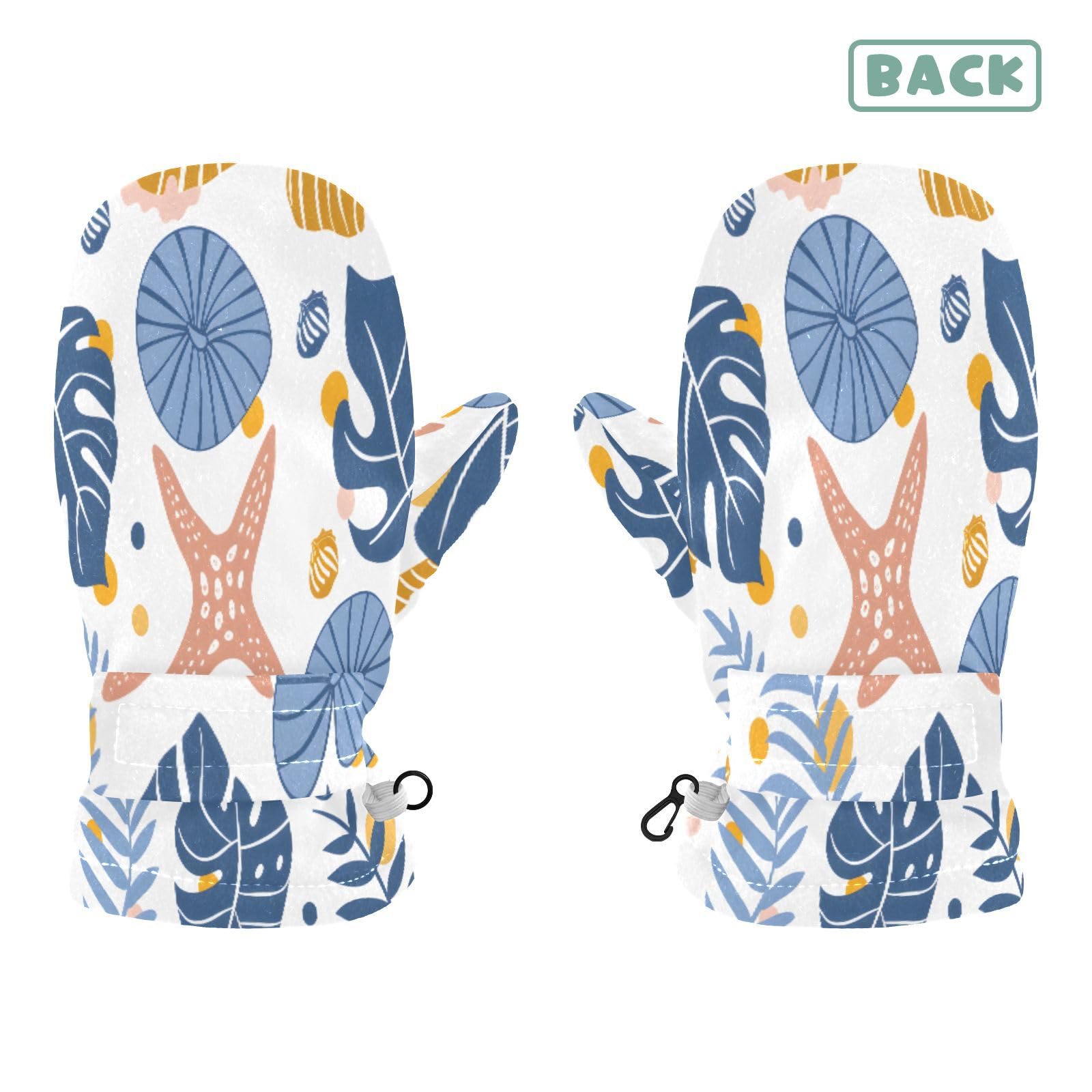 Kid's Winter Gloves Children Warm Gloves Shell Plants Leafs for Boys Girl Age 4-6 Years