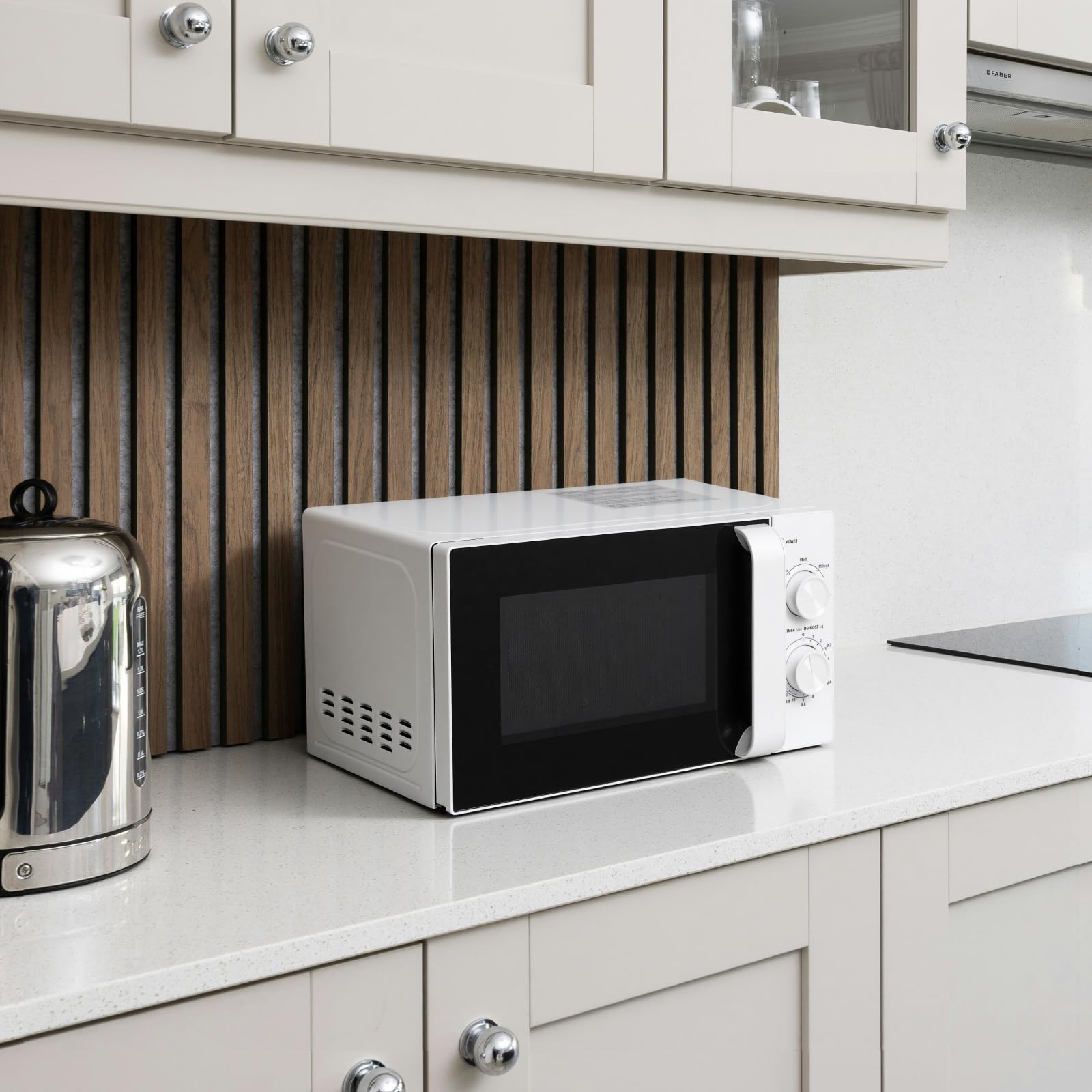 Smad Micro-ondes, 20L, 700W, Petit Micro onde, 5 Niveaux de Puissance, Décongélation par Temps/Poids, Minuterie 35mins, Plateau Tournant 255mm, Blanc