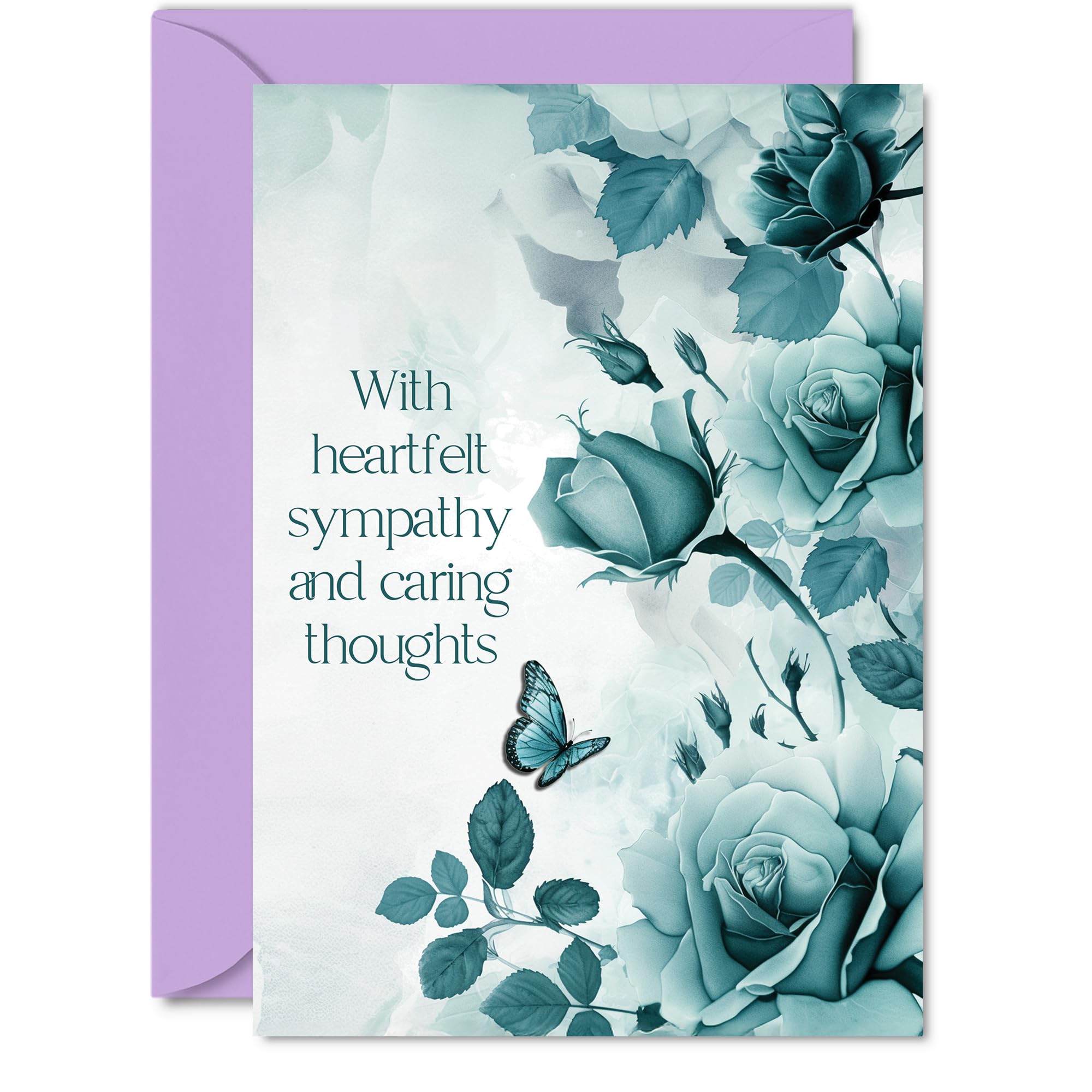 Sympathy Cards - Condolences & Caring Thoughts Card - Beautiful Thinking of You Card, A5 Bereavement Floral Flowers Greeting Cards
