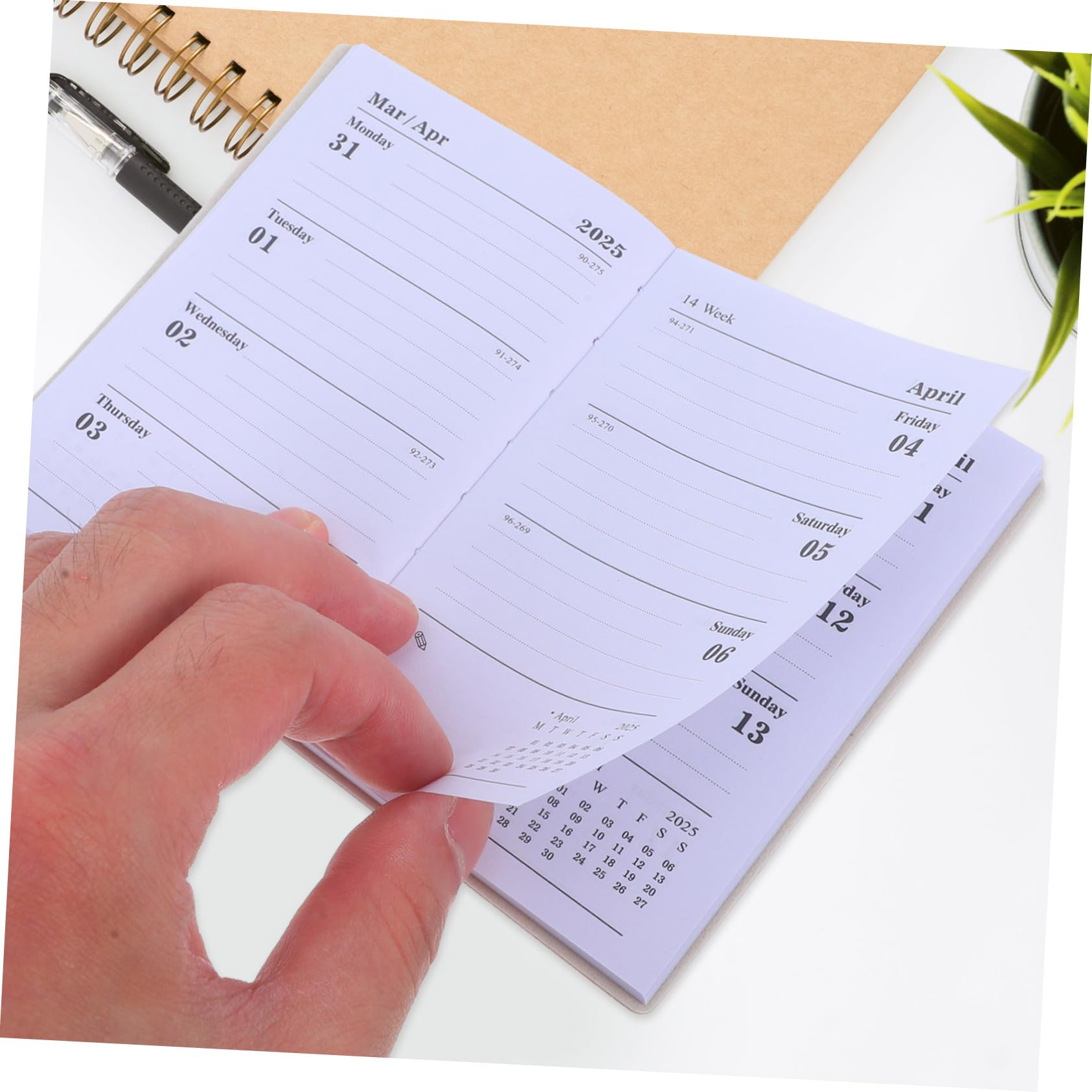 TEHAUX 2025 Small Pocket Planners Weekly Planner Mini Schedule Calendar Women Notebook Notebook Task Journal Diary Notepad Day Pocket Calendar Book Dot Paper Pink - Image 3