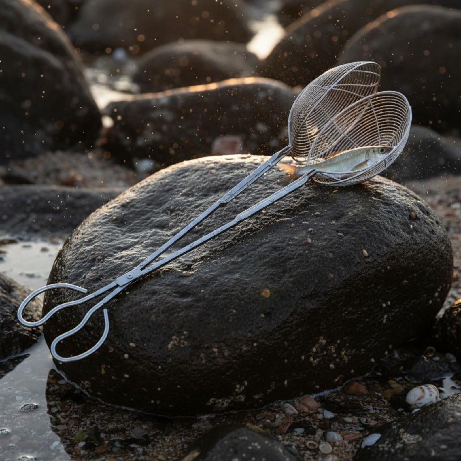 Edelstahl Greifer Meeresfrüchtegreifer Krabbenzange Muschelzange mit Ergonomischem Langgriff Und Stabiler Käfigklemme für Festen Halt bei Nassen