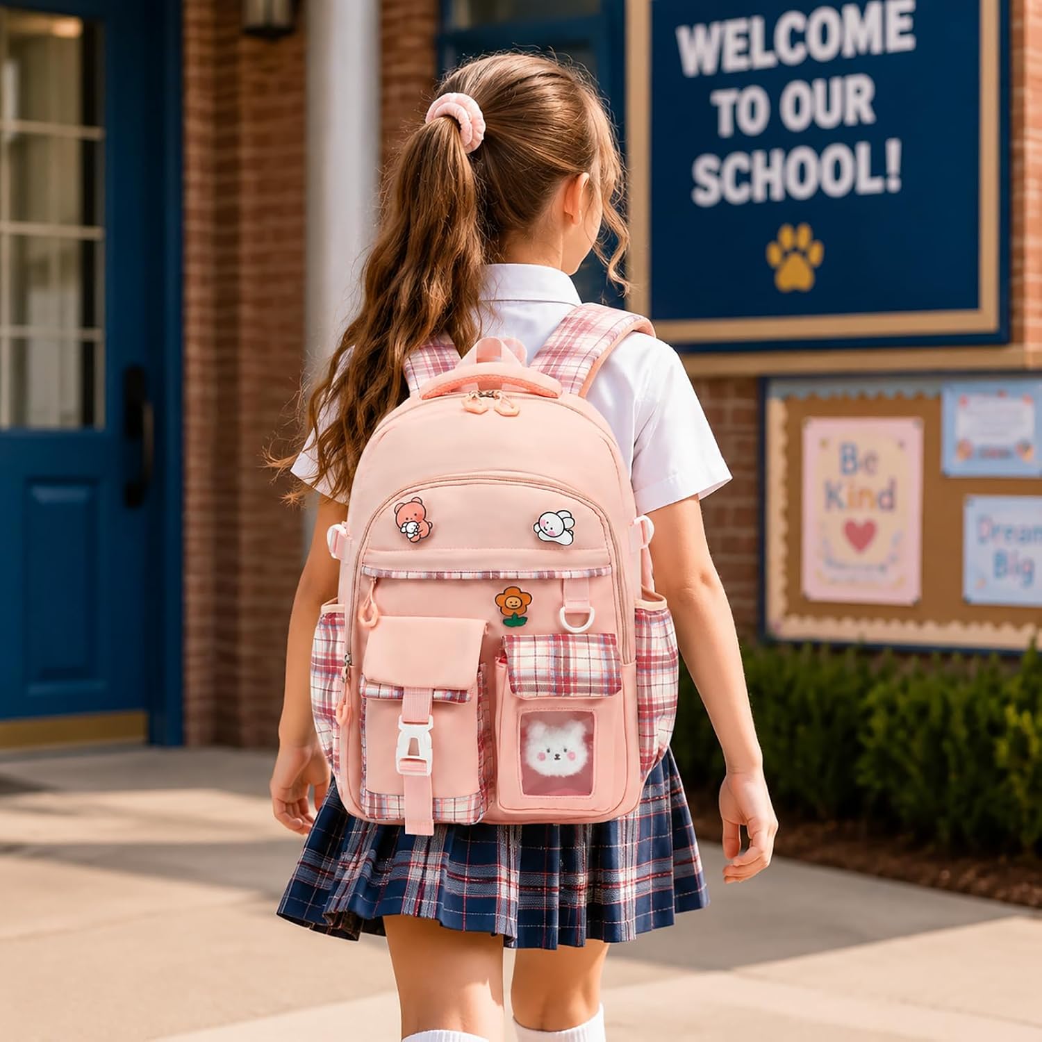 Cute Kids Backpack for Girls, Kawaii Teens School Bookbag image 3