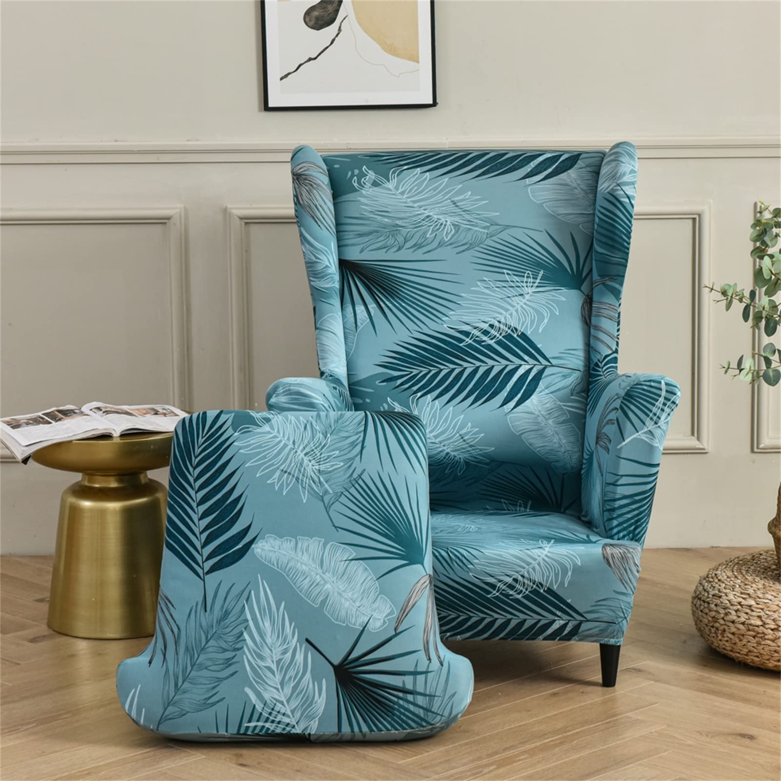 JTWEB Copripoltrona Elasticizzato con Orecchie,Copripoltrona 1 Posto Modern Stampa Poltrona