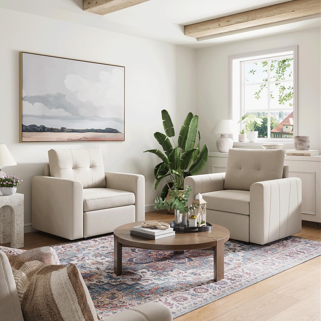 Hand removing a washable cover from a LINSY HOME Rubik III sofa cushion.