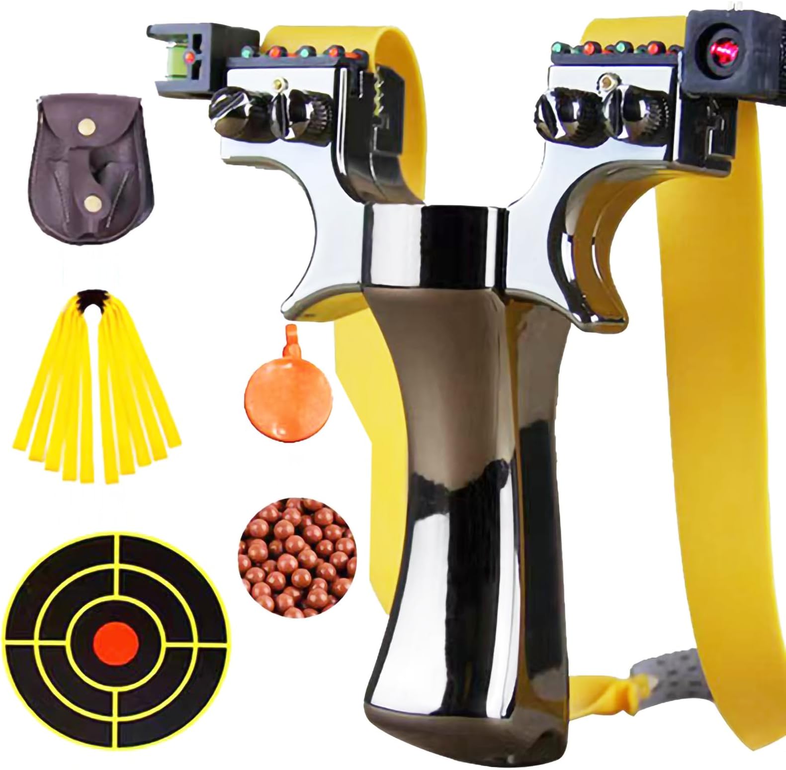 High-Precision Laser Flat Leather Slingshot Set with Laser Sight and Fast Shooting Mechanism, the Best Choice for Outdoor Hunting Enthusiasts