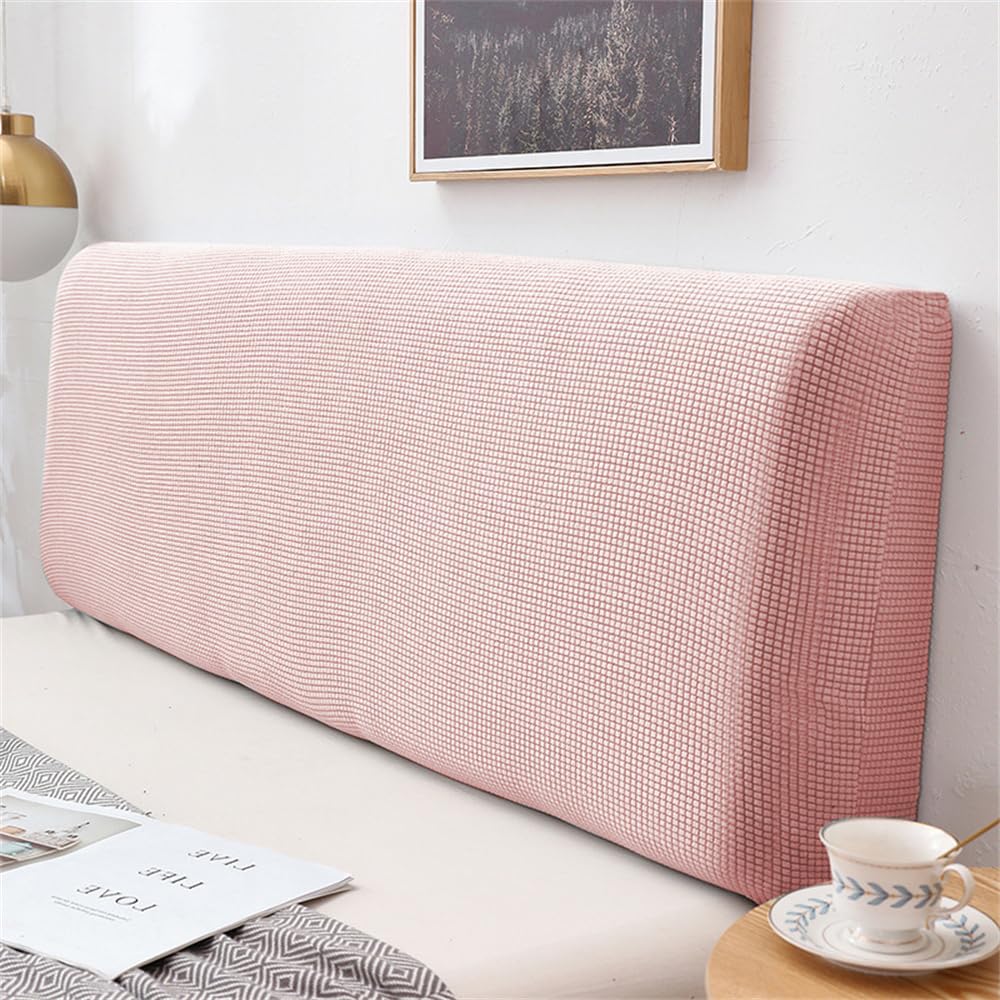 Hearda Jacquard Elastic Bed Headboard Cover, Solid Color Dustproof Protector for Single, Small, Double, King Size Beds (Pink, 150cm)