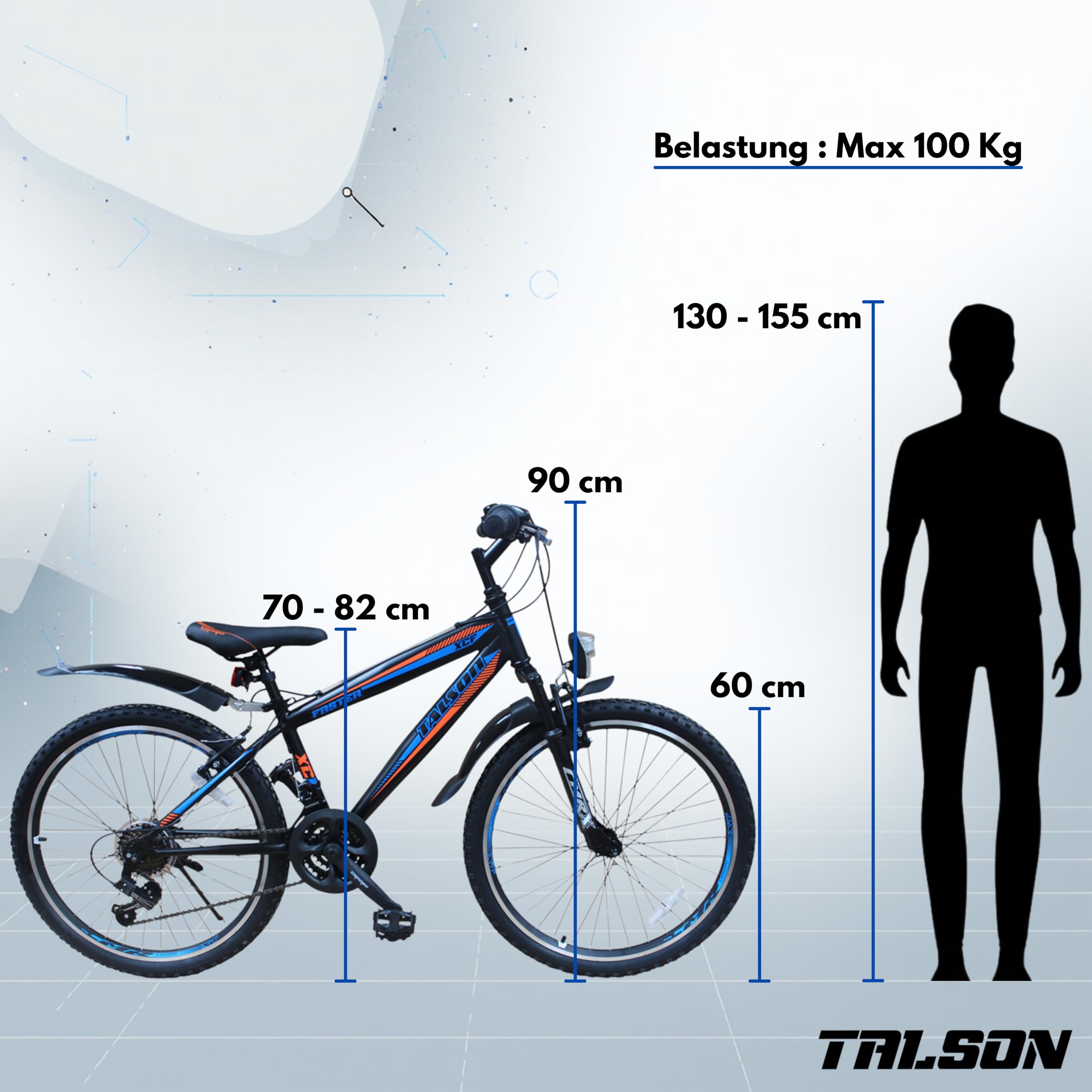 Talson 24 Zoll Mountainbike Fahrrad MIT GABELFEDERUNG & Beleuchtung 21-Gang Shimano Faster BBO