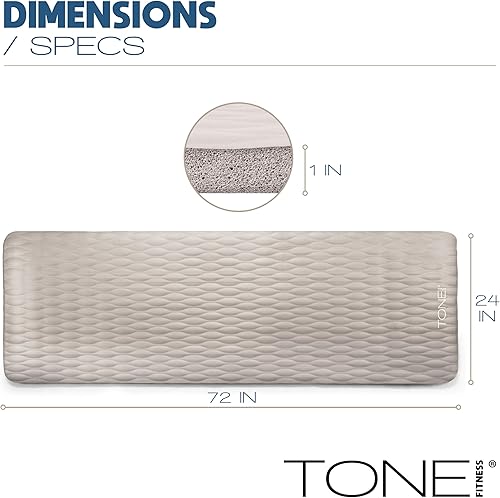 Miniatura 4 de Tone Fitness Esterilla de yoga de 1 pulgada de grosor  Alfombrilla de ejercicio antideslizante de alta densidad con correa de transporte para yoga,